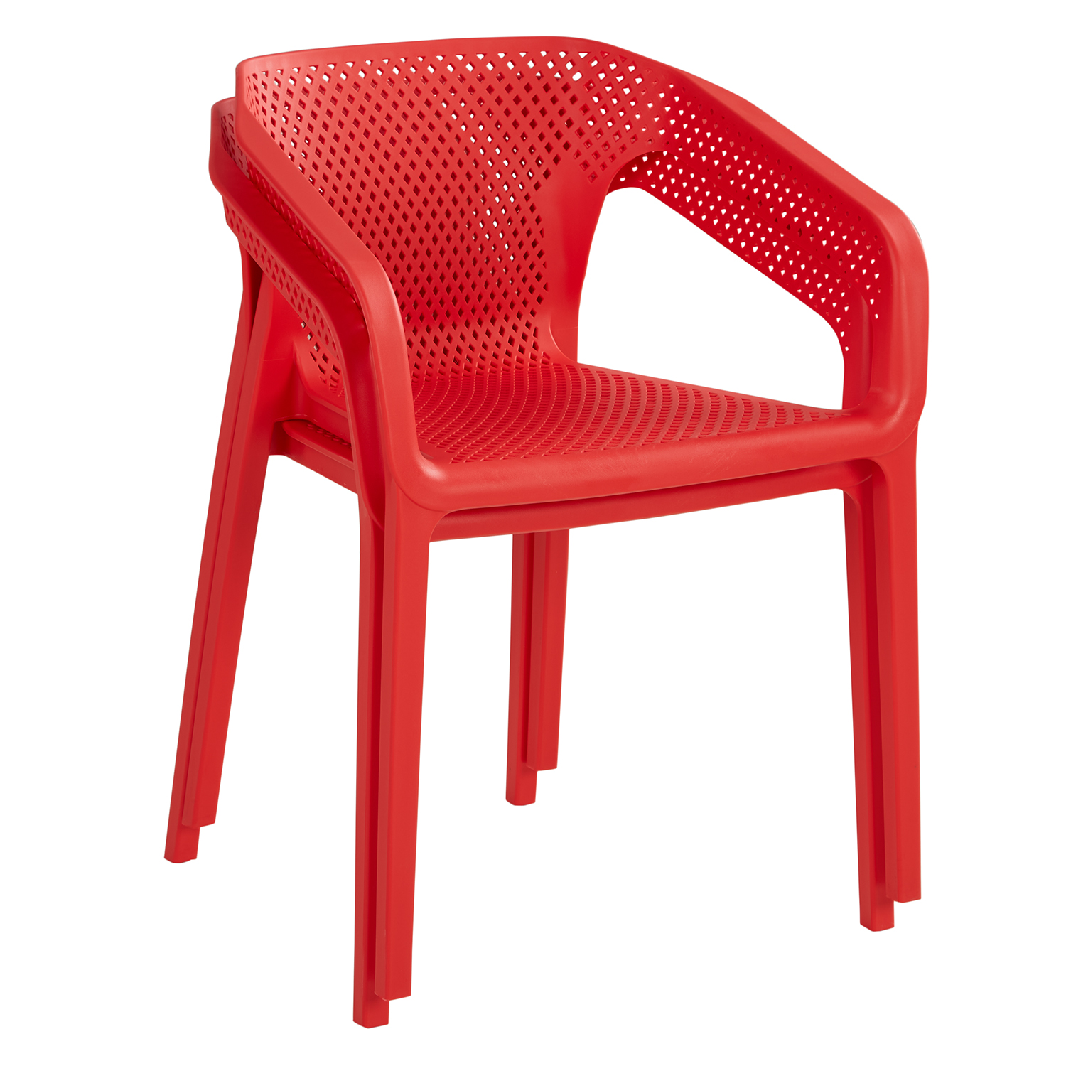 Gartenstuhl mit Armlehnen 6er Set Gartensessel Rot Stühle Kunststoff Stapelstühle Balkonstuhl Outdoor-Stuhl