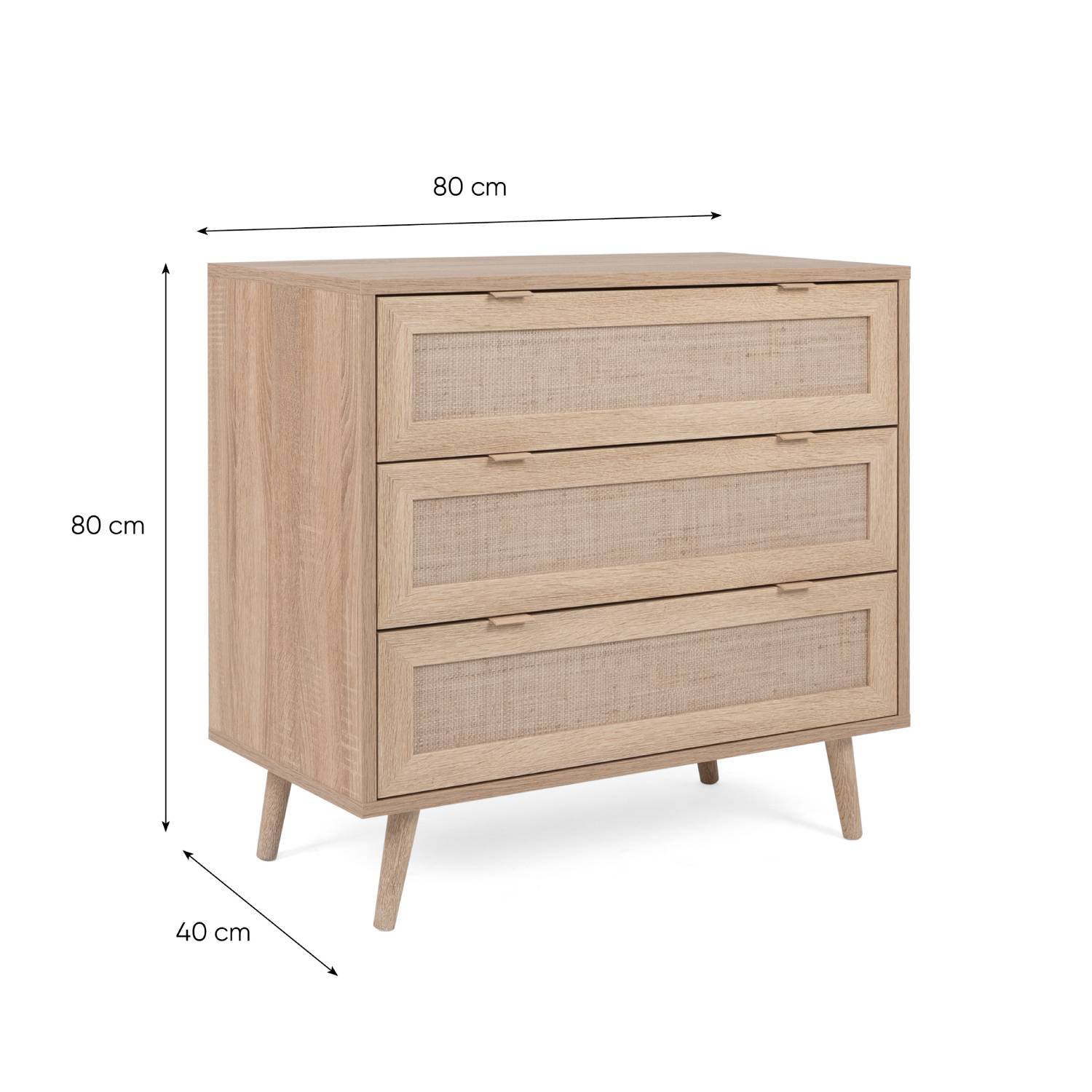 Sideboard Cabinet Wood Brown Rafia Living Room Bed Room Furniture with Drawers