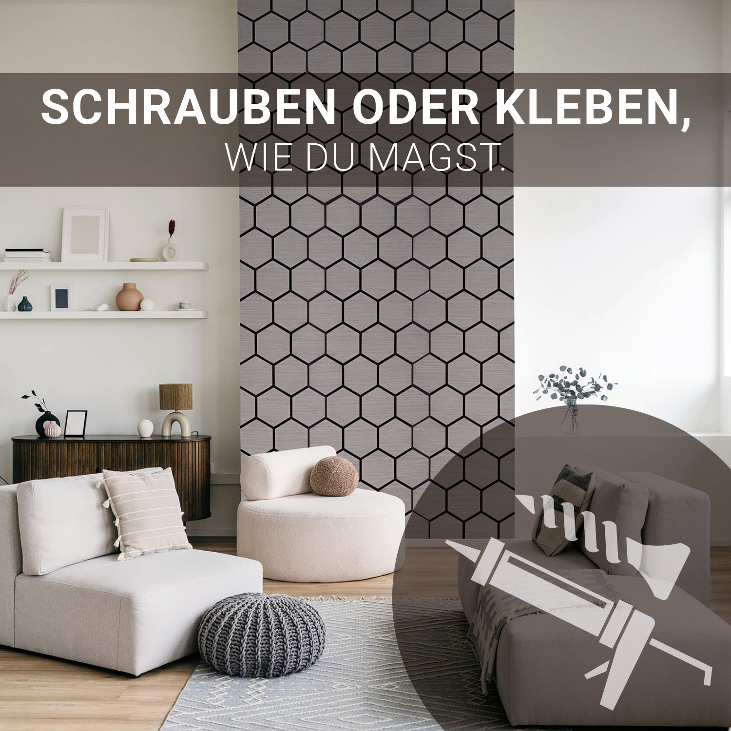 Acoustic Panels Wall Panels Hexagon Honeycomb 76 x 62 cm Gray | Wood | 8-piece Set | 3D