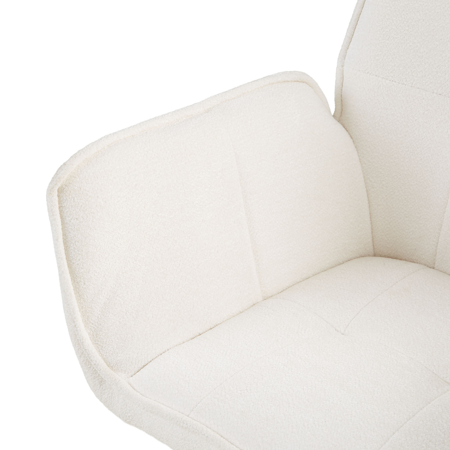 Upholstered Chair Chenille Wool White | Set of 6 | swivel | with Armrests | Kitchen Dining Room Office