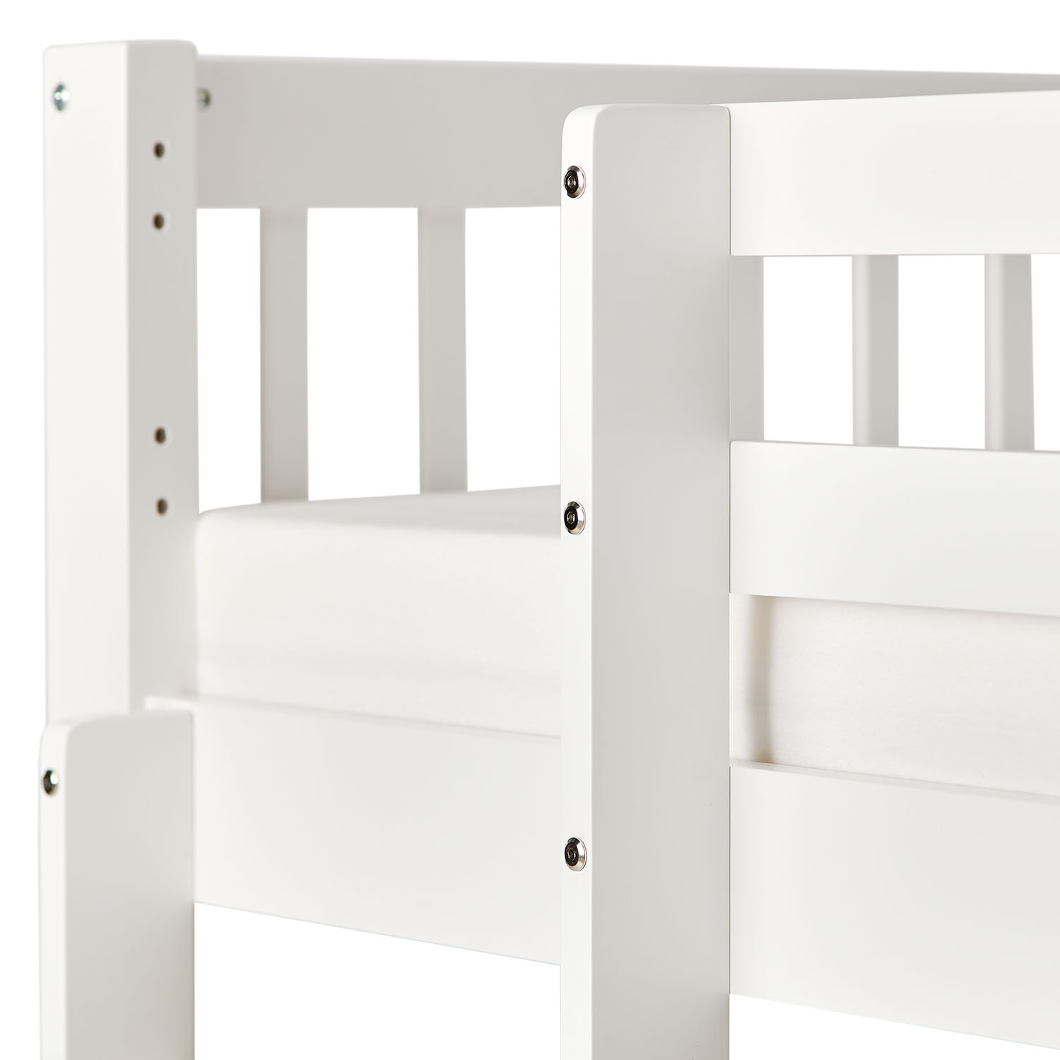 Bunk Bed 90x200 cm White | Kids Bed with Mattress | Fall Protection | Convertible | Massif pine wood