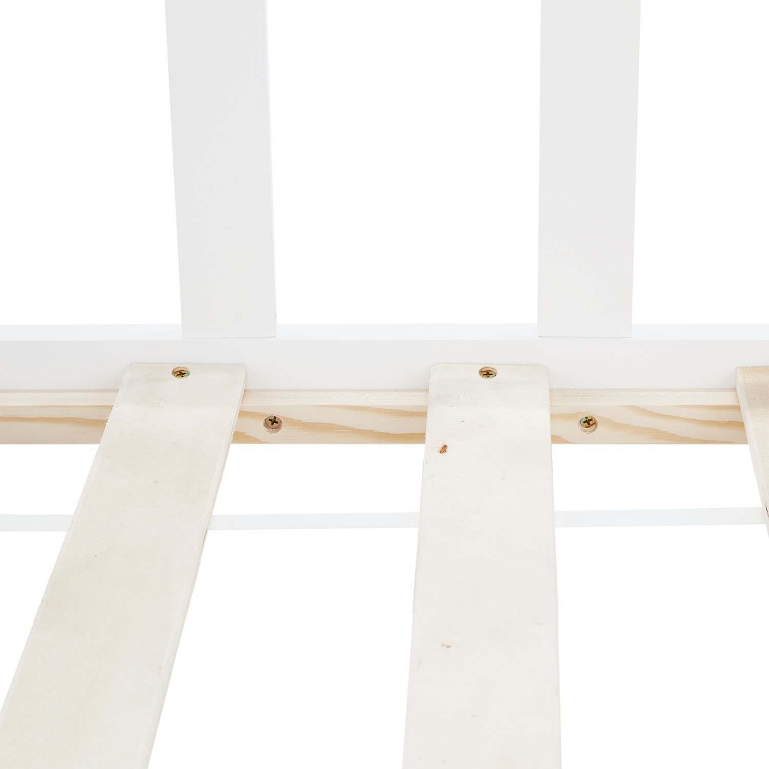 Children's Bed 120x200 White | Floor Bed with Slatted Frame | with Fall Protection | Montessori