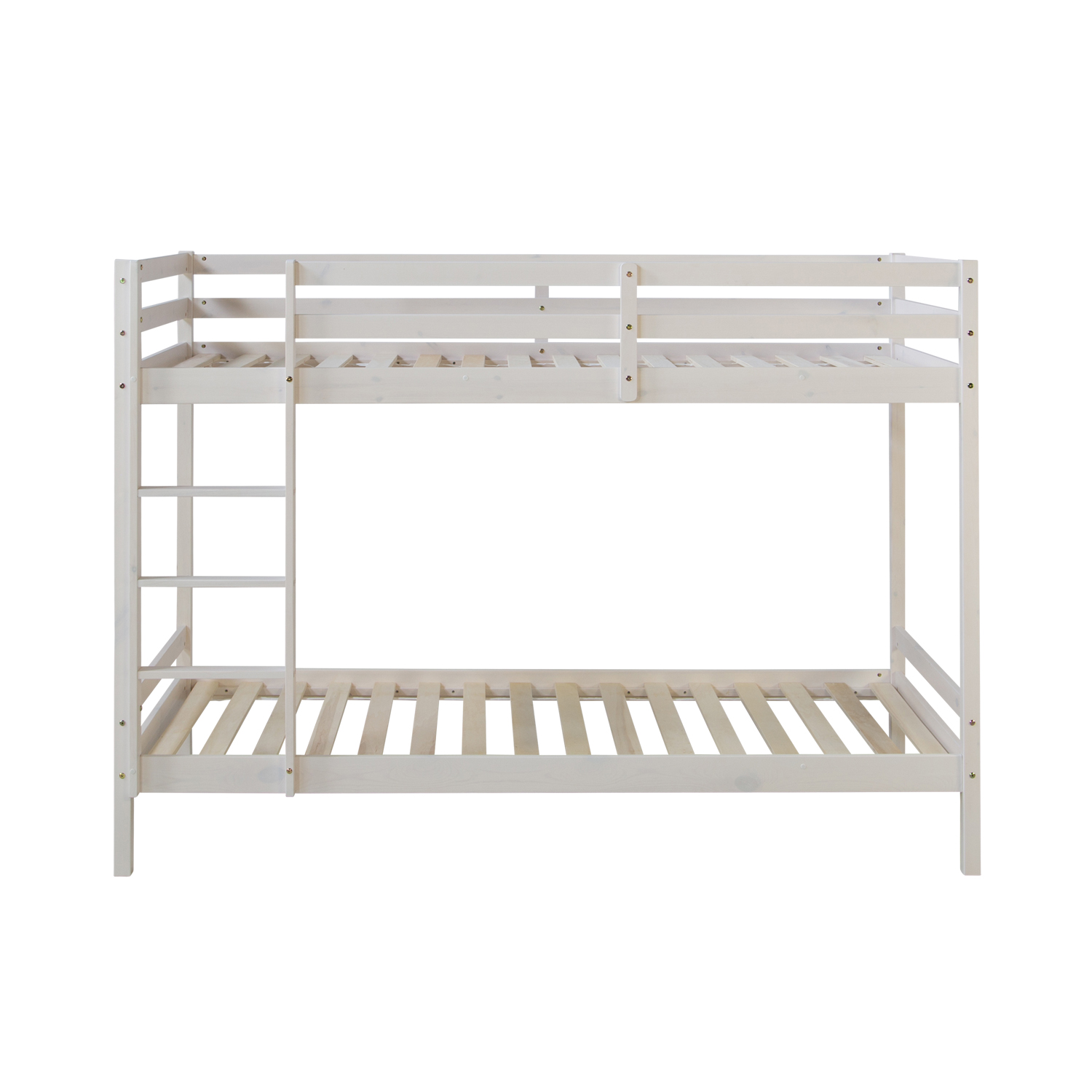 Bunk bed with 2 matresses Children bed 90x200 cm wooden Kids bed High sleeper White Slats