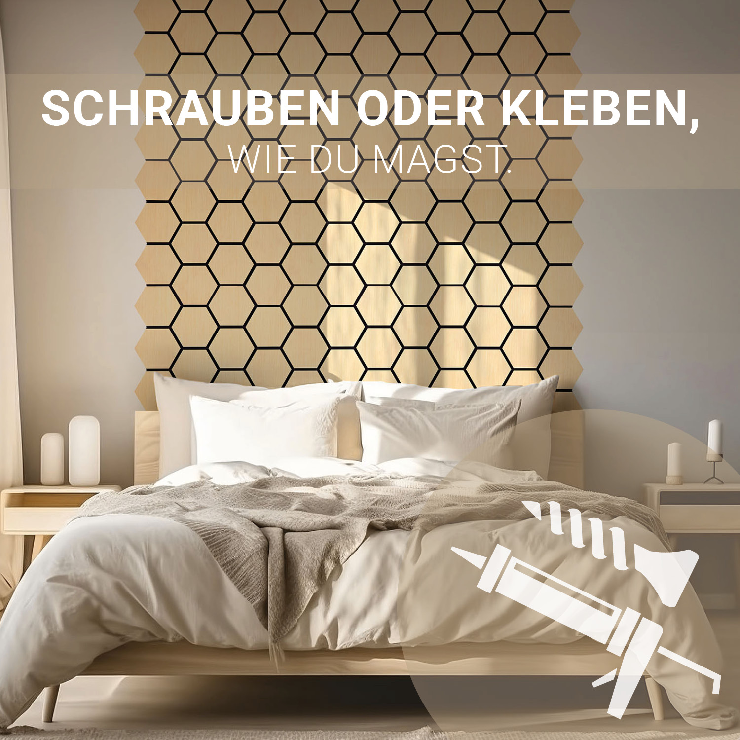 Acoustic Panels Wall Panels Hexagon Honeycomb 76 x 62 cm Natural Oak | Wood | 8-piece Set | 3D