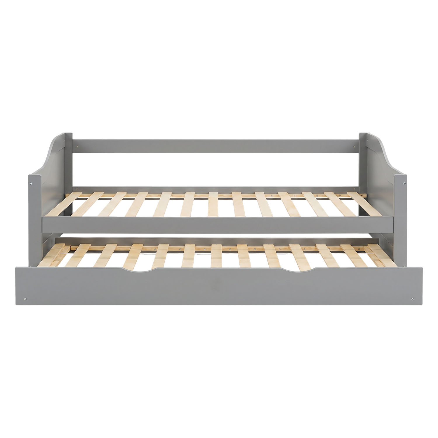 Wood Bed 90x200 cm Grey | Extendable | Cabin Bed | with Mattress | Kids Youth Guest Bedroom
