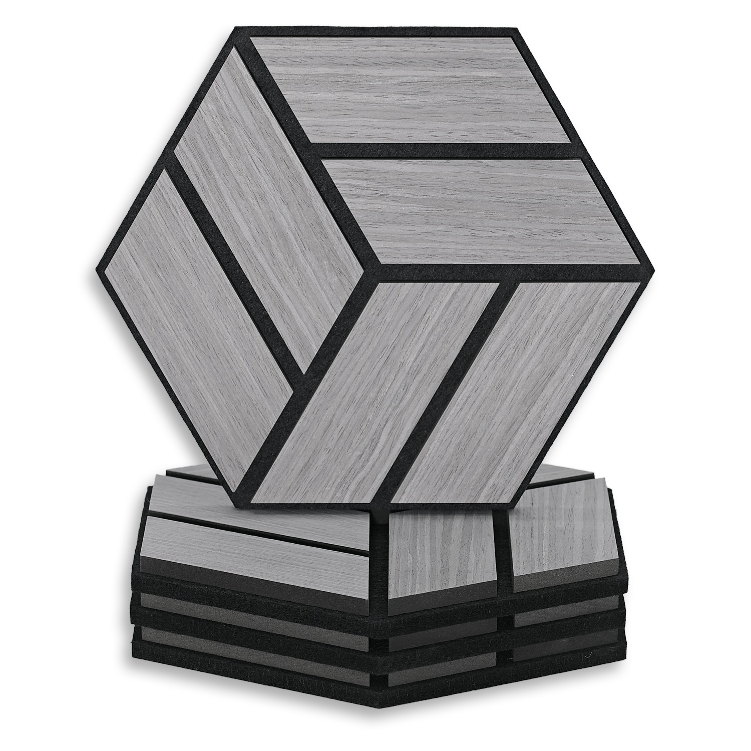 Acoustic Panels Wall Panels Hexagon Honeycomb 30 x 26 cm Grey | Wood | 20-piece Set | 3D