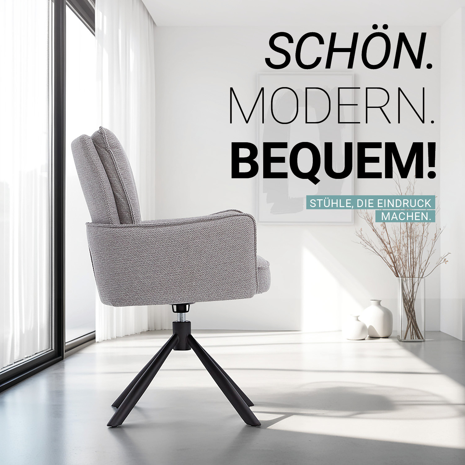 Esszimmerstühle Drehbar 1, 2, 4 oder 6 Stühle für den Esstisch Küchenstühle mit Armlehne Stoff Grau Anthrazit Sessel