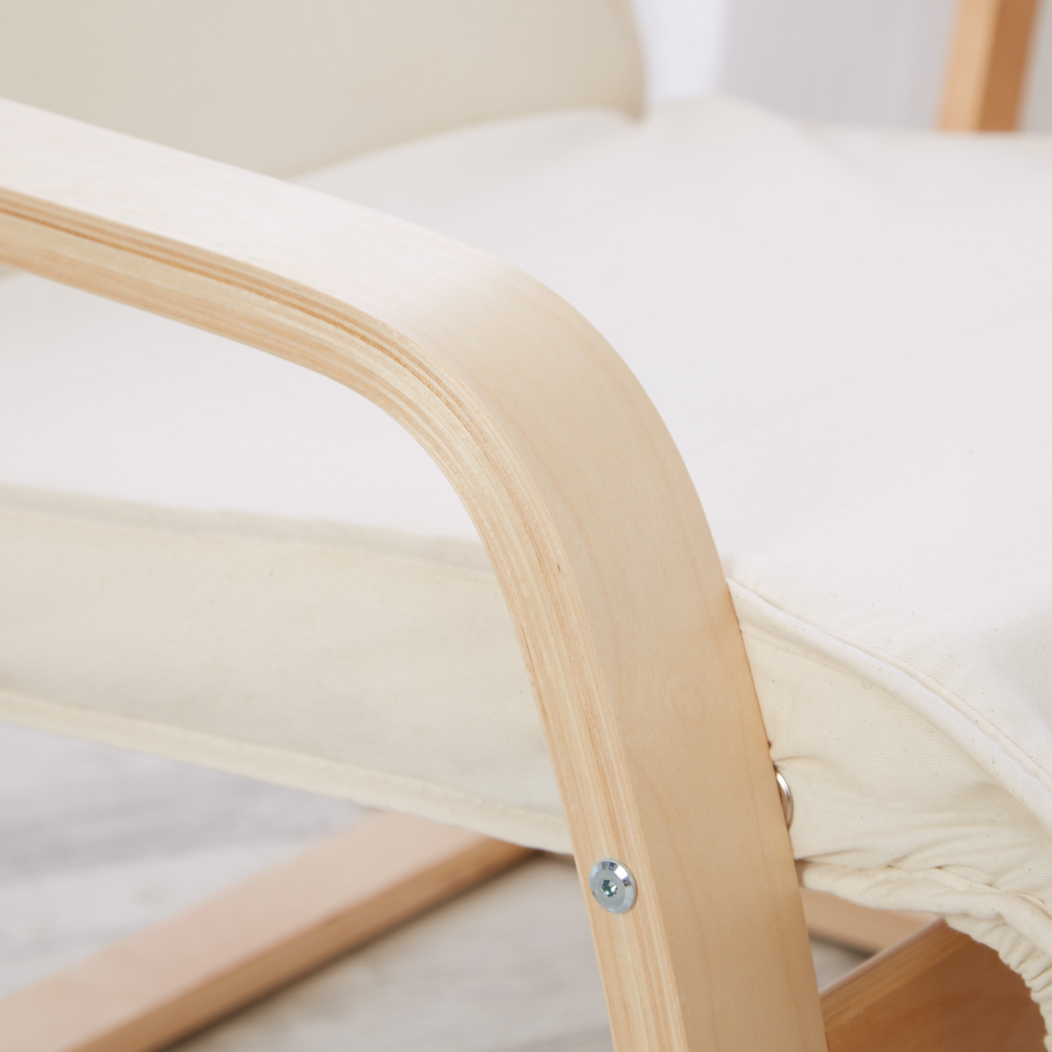 Relaxsessel Natur | with Footrest | Natural Wood | Glider Rocking Chair Nursing Chair Recliner