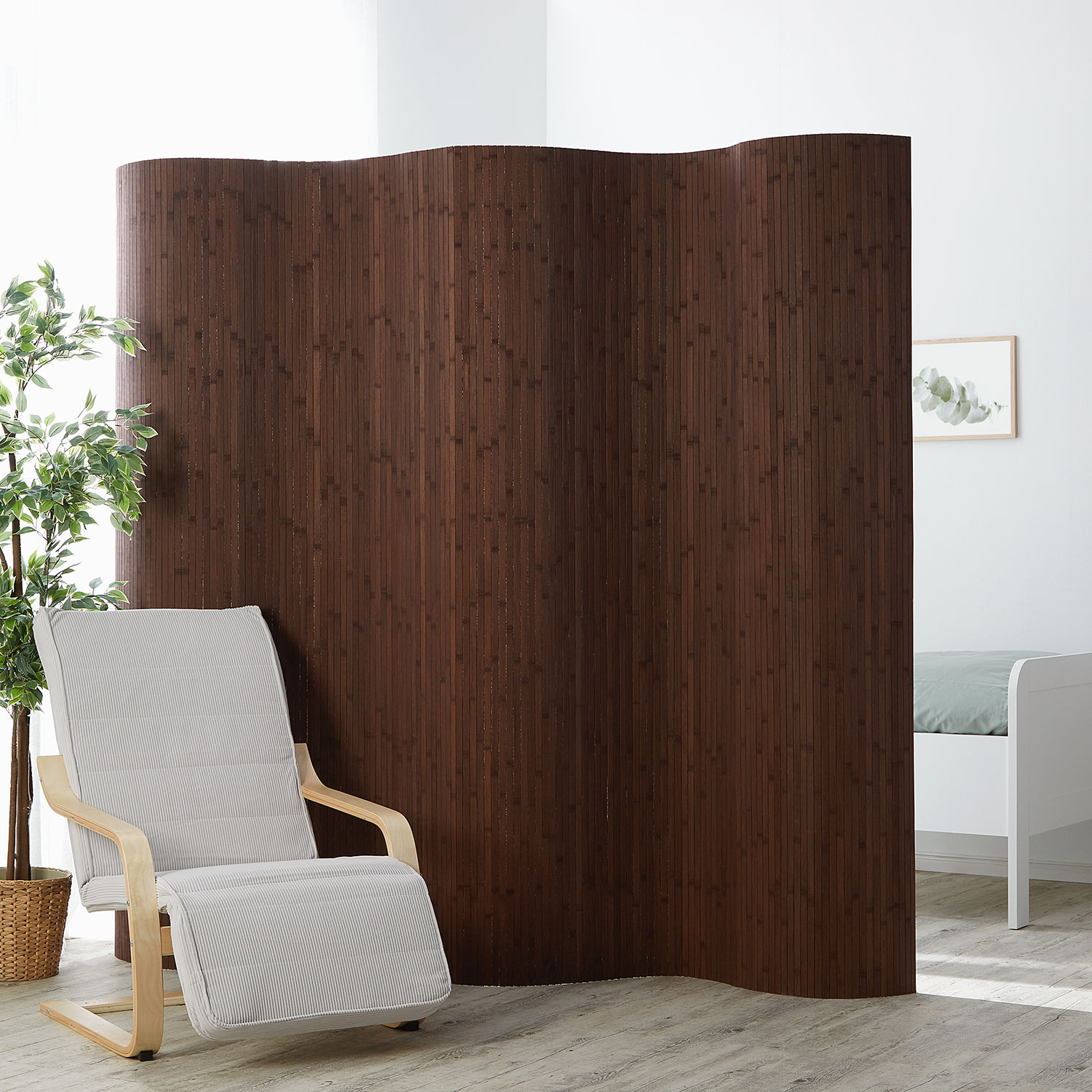 Paravent Bamboo Height 200 cm Dark Brown | Room Divider Partition Privacy Screen