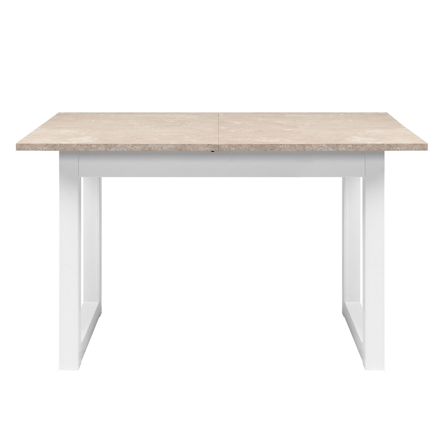 Extendable Dining Table 120x80 cm Kitchen Table Wooden Table White Sand stone Living Room Table