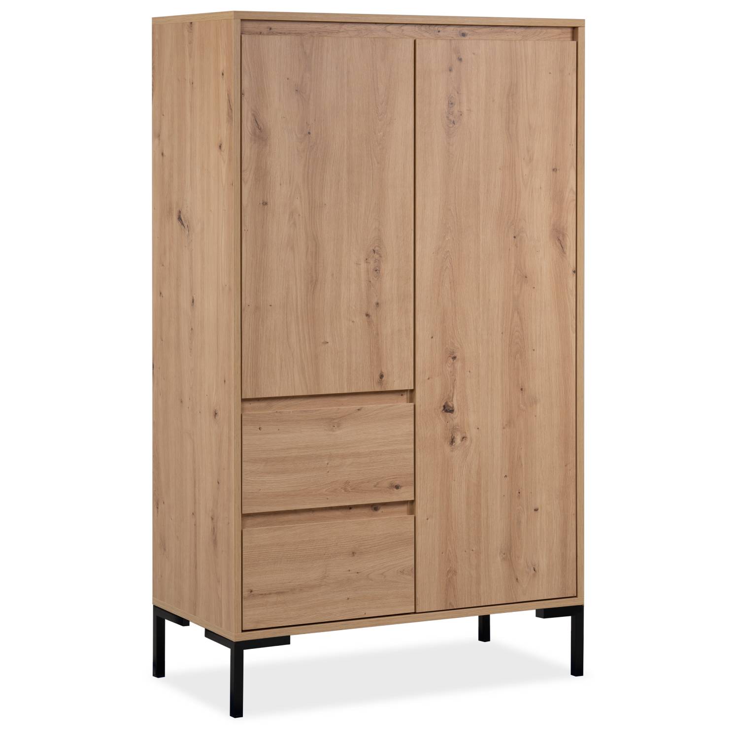 Highboard Sideboard Wood Oak Storage 2 Drawers Cabinet Buffet Credenza Living Room Cupboard