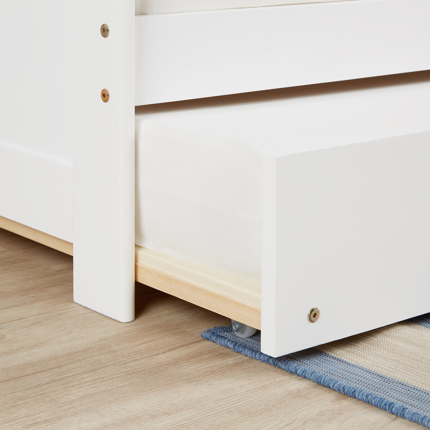 Wooden Bed 90x200 cm White | Extends to a Double Bed | Bunk Bed | With Slatted Base | Pull-Out Bed, Functional Bed, Duo Bed