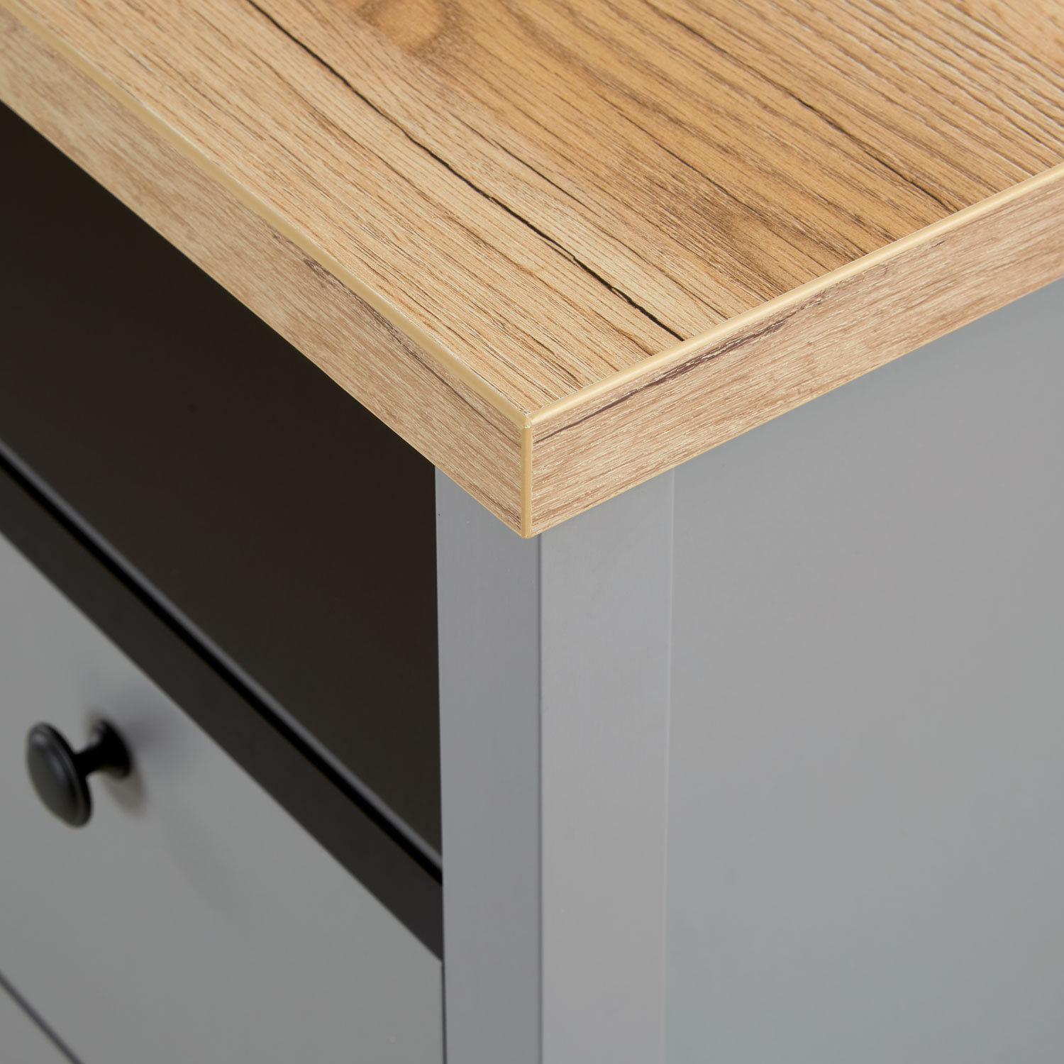Chest of Drawers Sideboard Grey 166.5 cm Wood Solid Cupboard with 3 Drawers Highboard Living Room Cabinet