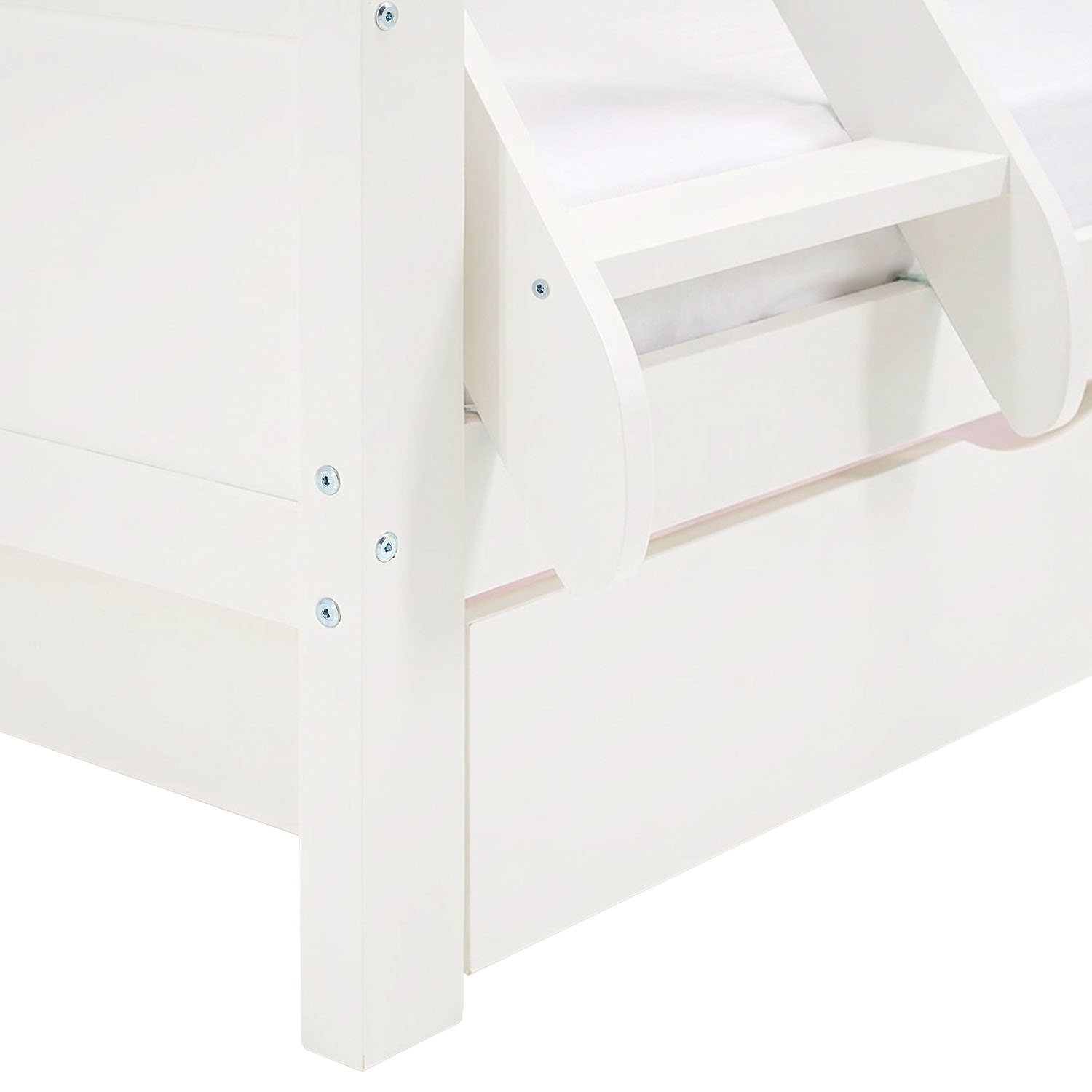 Bunk Bed with 2 Sleeping Surfaces 90x200 cm and 140x200 cm, White | with 2 Underbed Drawers | with Slatted Base