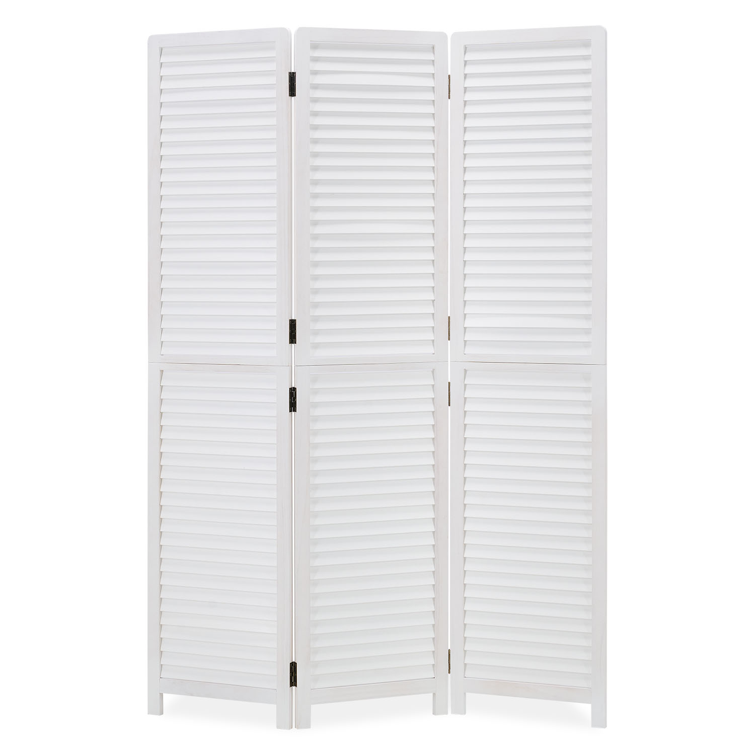 Paravent White Wooden Slats | 3-panel | Wood | Room Divider Partition Privacy Screen