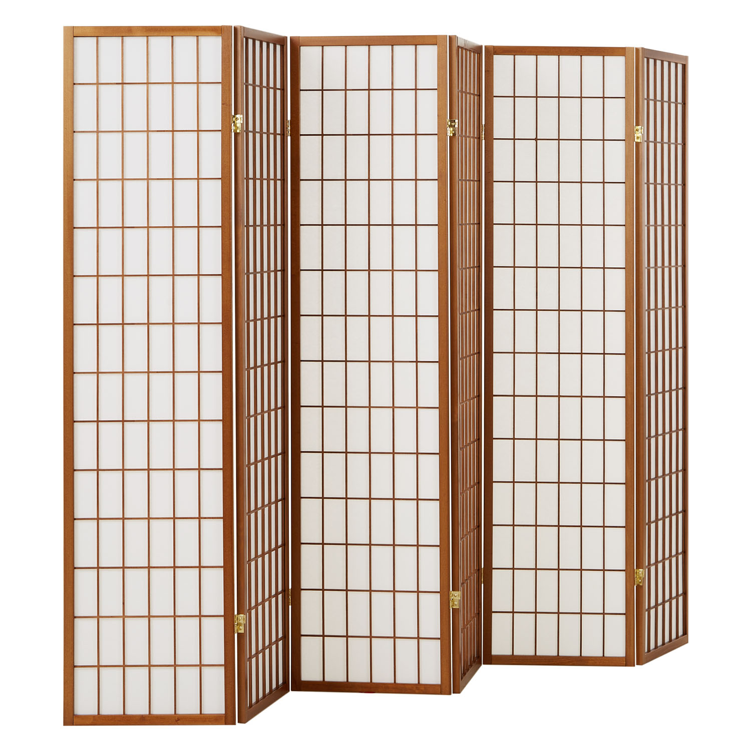 Paravent Light Brown Shoji Rice Paper White | 6-panel | Wood | Room Divider Partition Privacy Screen
