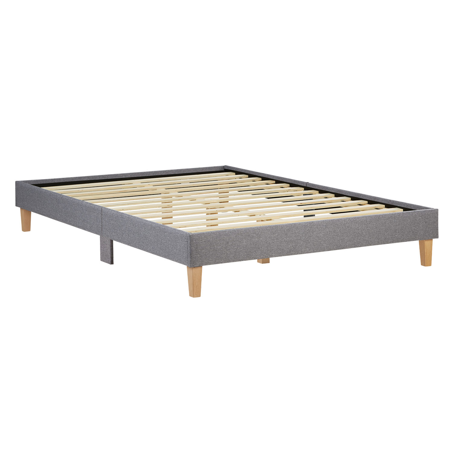 Upholstered Bed 140x200 cm Gray with Mattress & Slatted Base – Futon Bed Fabric Bed Complete Set Double Bed