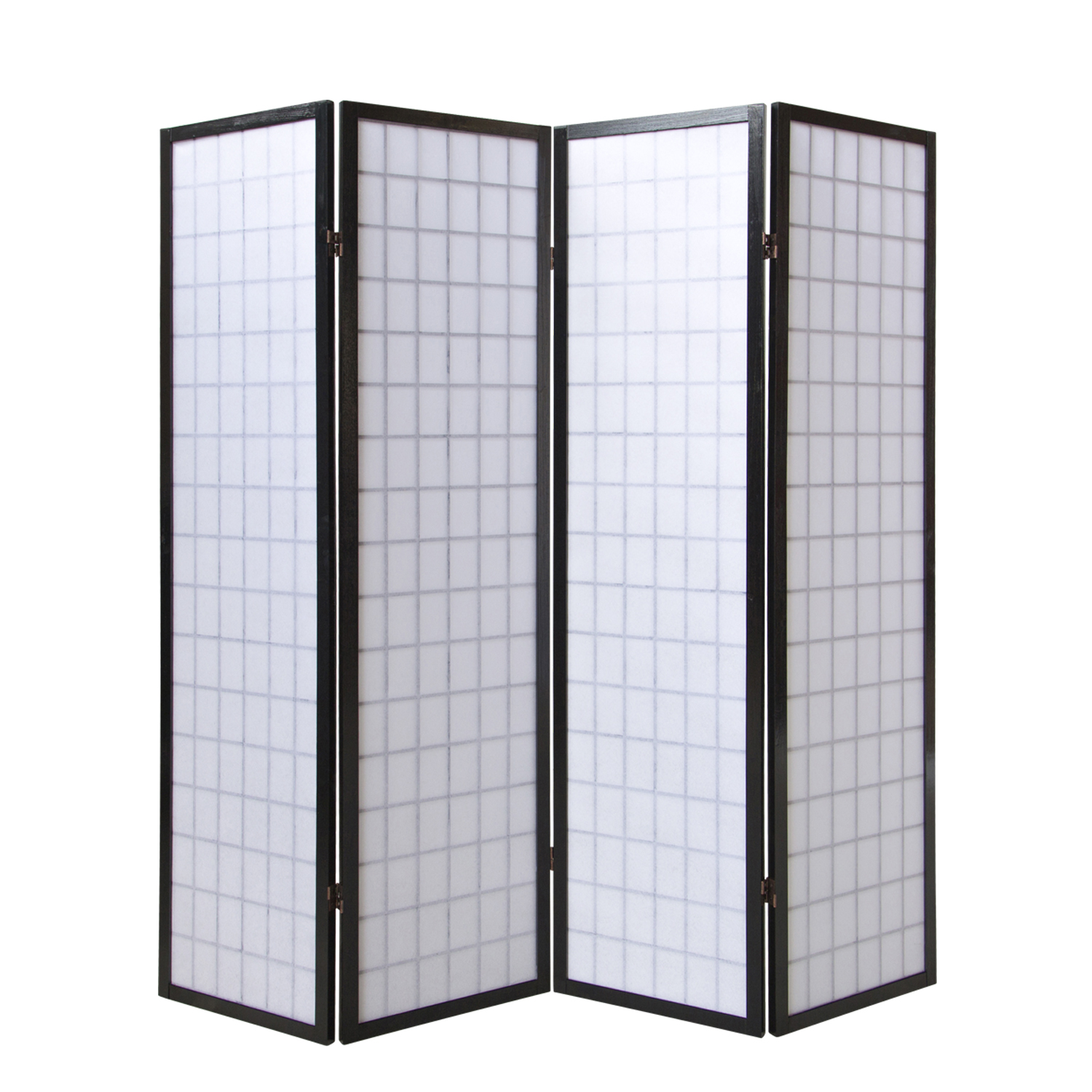 Paravent Black Shoji Rice Paper White | 4-panel | Wood | Room Divider Partition Privacy Screen