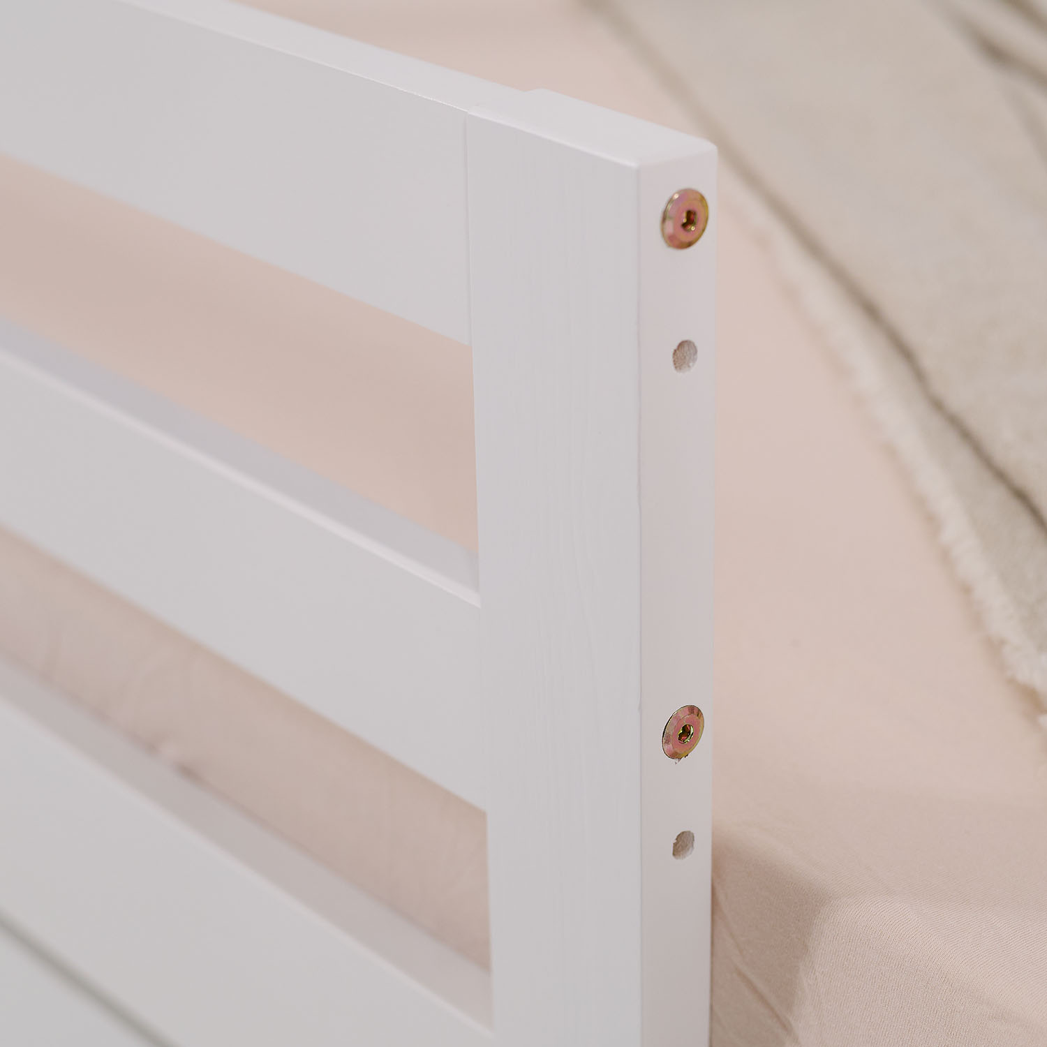 Children's Bed 90x200 cm White | House Bed with Fall Protection and Bed Drawer | Montessori | Single Bed | with Slatted Frame | Wood