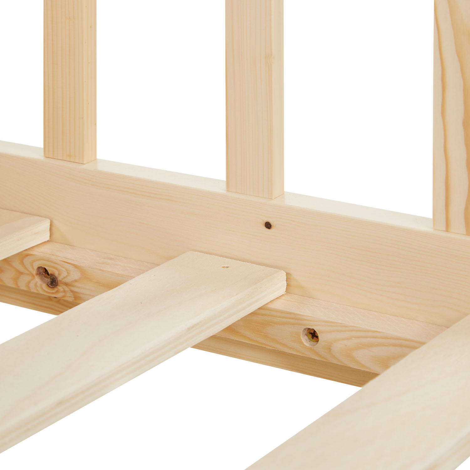 Children's Bed 90x200 cm Red Natural | Retro Bed with Fall Protection | Single Bed | with Slatted Frame | Wood