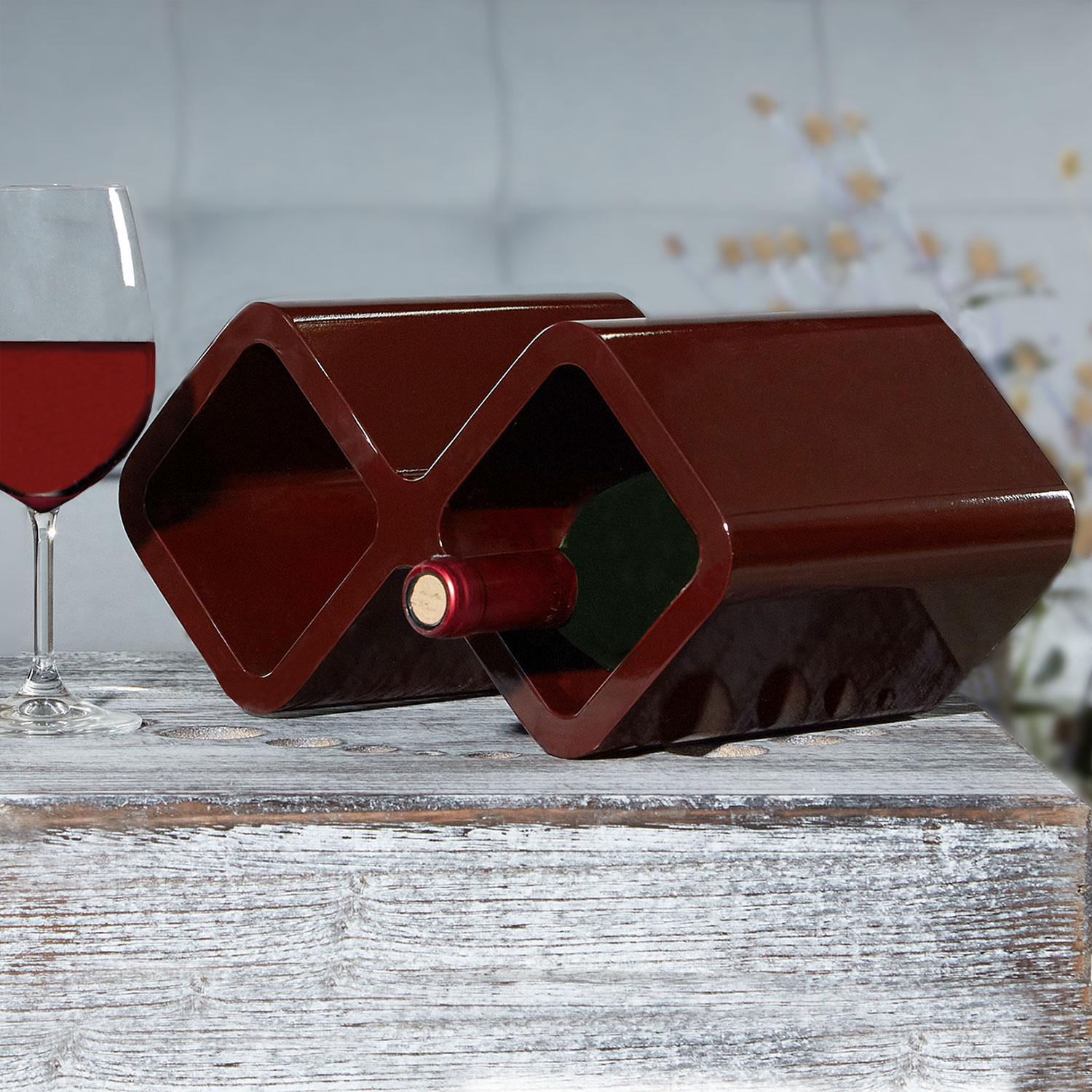 Retro Cube Shelf Shelving wine holder darkbrown