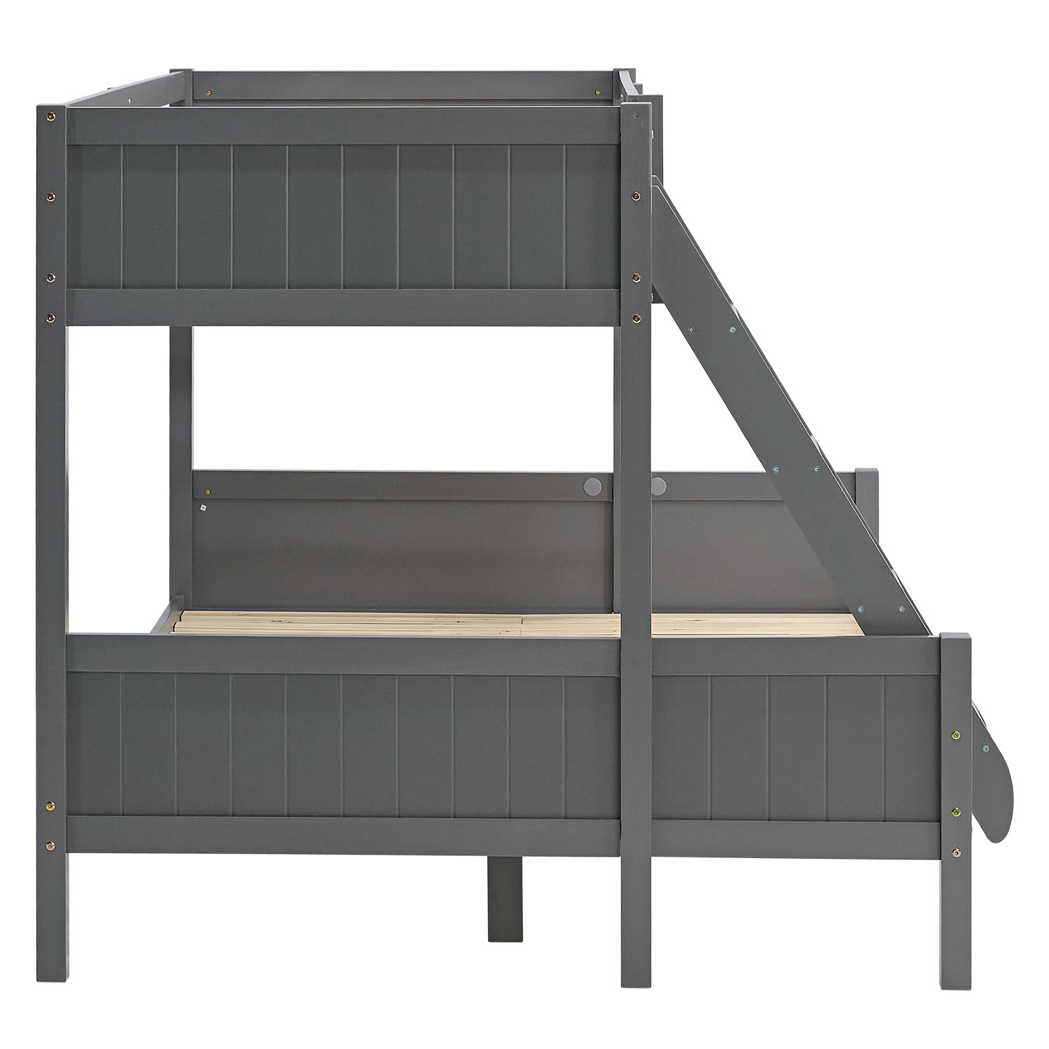 Bunk Bed with 2 Mattresses 90x200 and 140x200 cm Kids Bed Grey Wood Cabin Bed High Sleeper Bed Loft Bed Childrens Bed Twin Bed