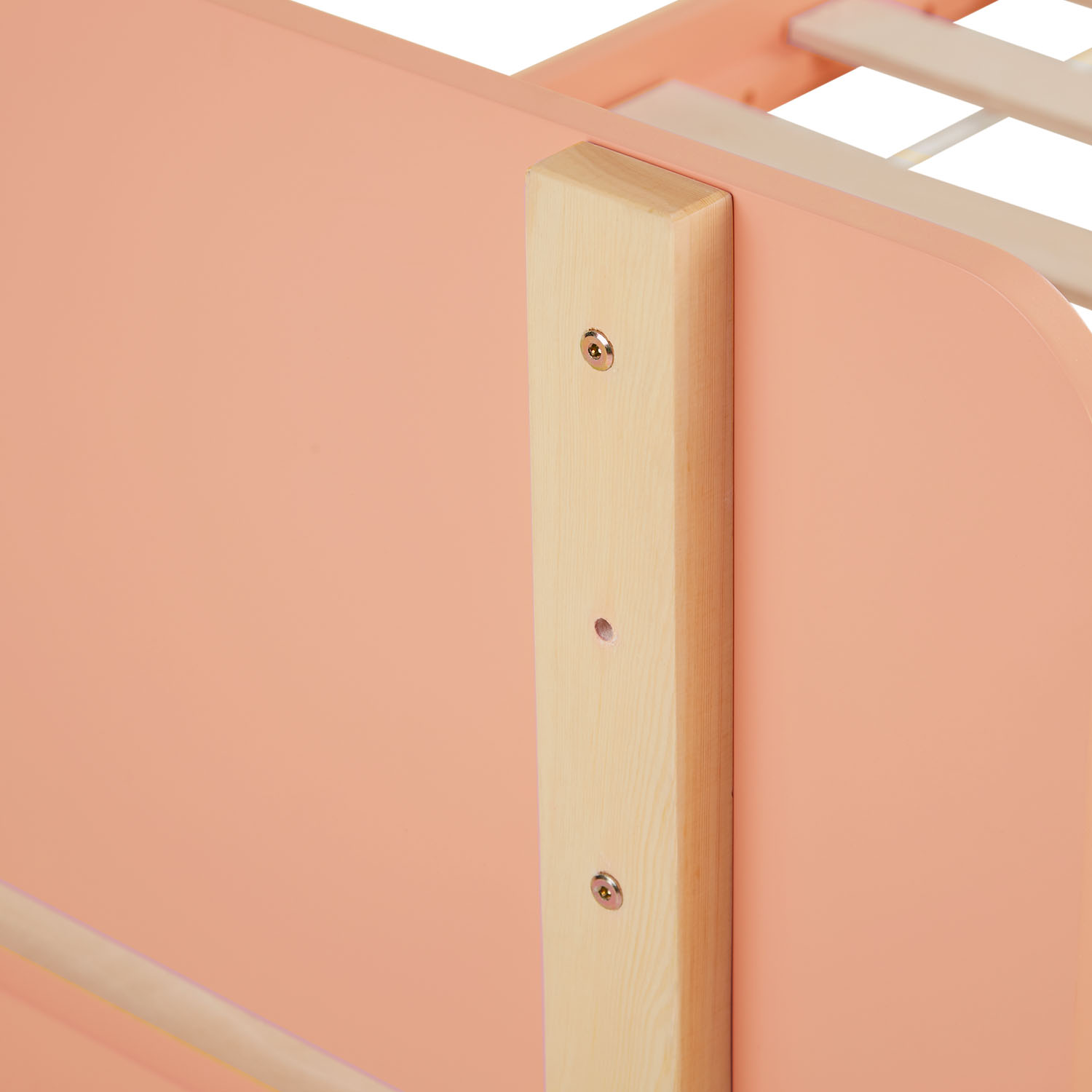 Wooden Bed 90x200 cm Natural Red – Retro Single Bed with Slatted Base for Children's, Teenagers' & Guest Rooms