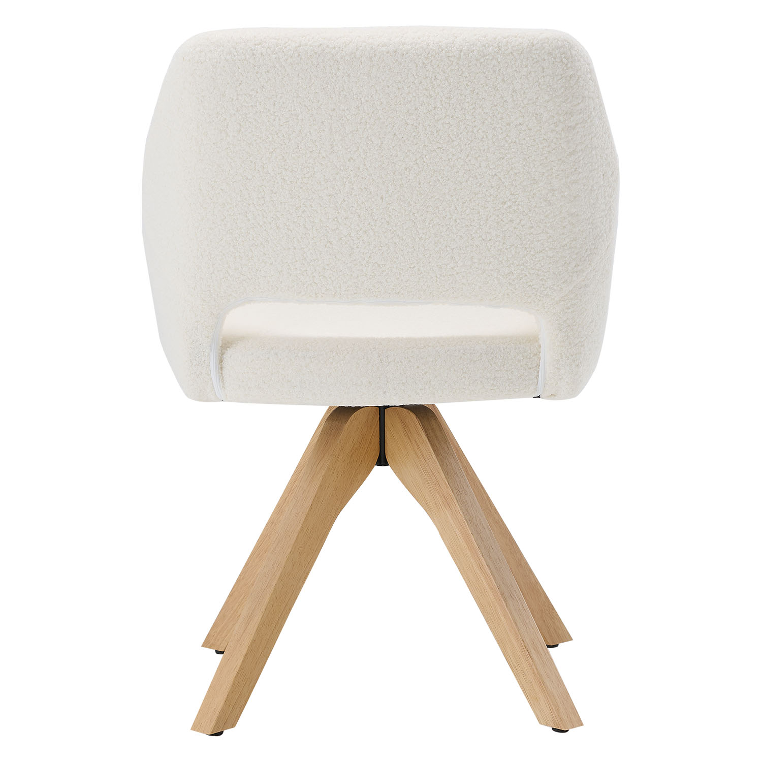 Upholstered Chair Teddy Fabric White | Set of 6 | swivel | with Armrests | Kitchen Dining Room Office