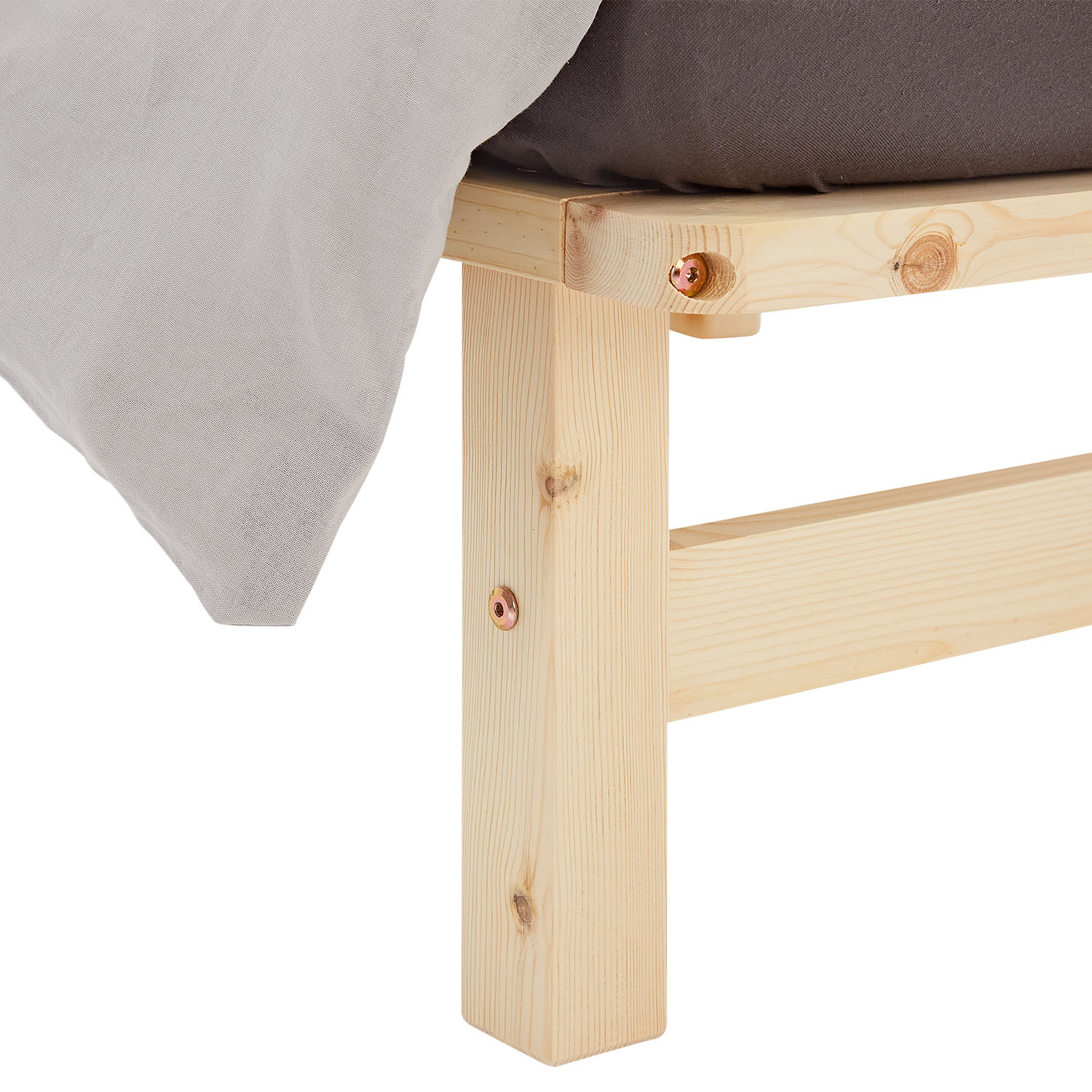 100x200 cm Natural Pallet Bed with Slatted Base – Solid Wood Single Bed for Teenagers', Guest, and Master Bedrooms