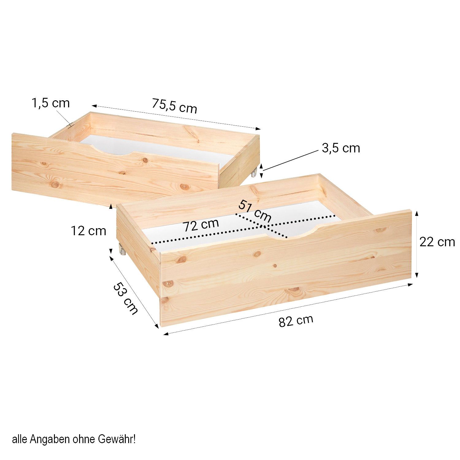 140x200 cm Natural Wood Pallet Bed with Mattress & Storage Drawers – Double Wooden Bed Frame with Storage