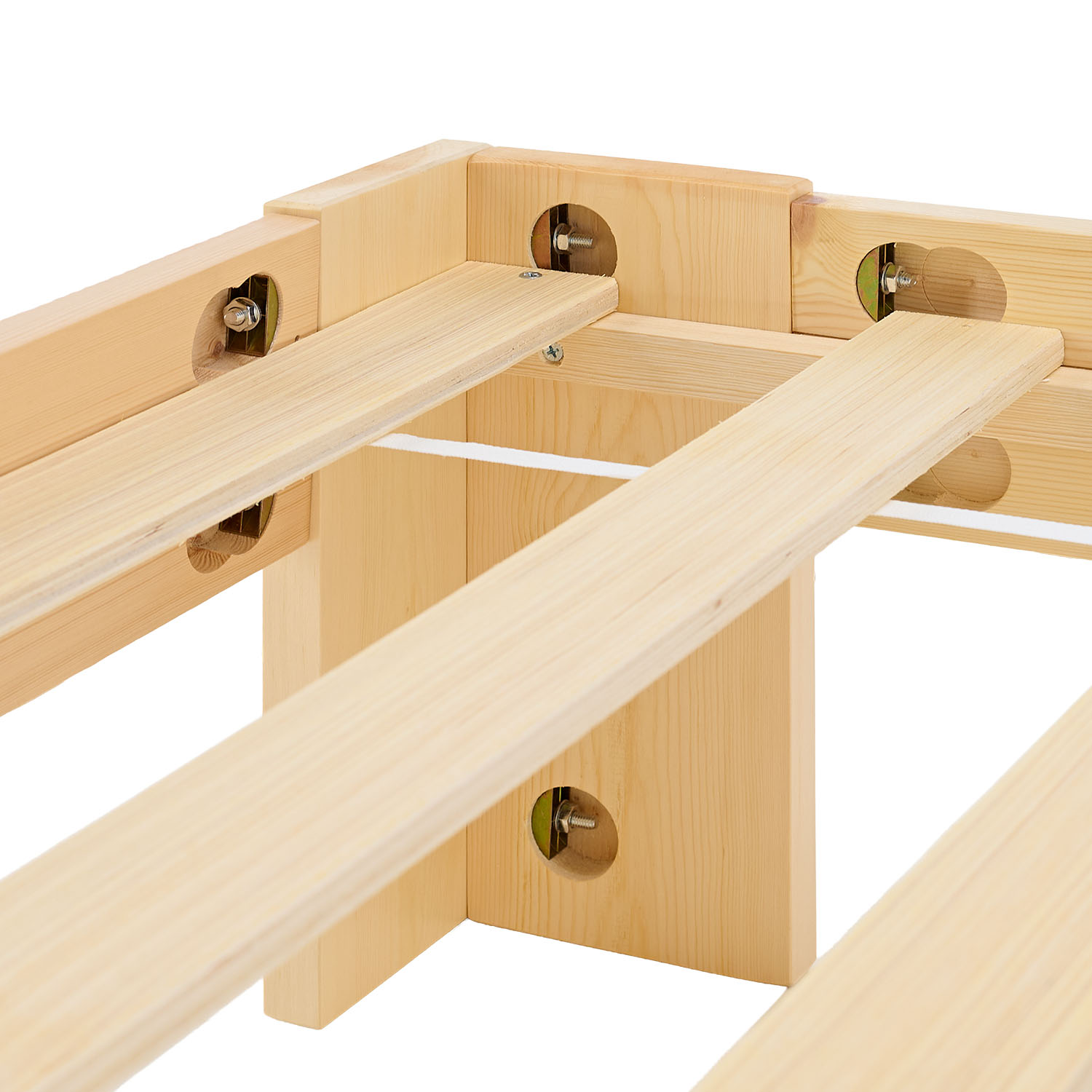 Wood Bed 90x200 cm Natural | Small Double Bed | with Mattress | 2 Drawers | Kids Youth Guest Bedroom