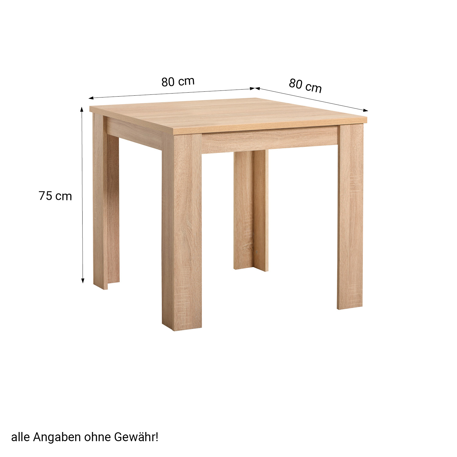 Dining Table White Natural 80x80 120x80 cm Wooden Table Kitchen Table Wood Solid Oak