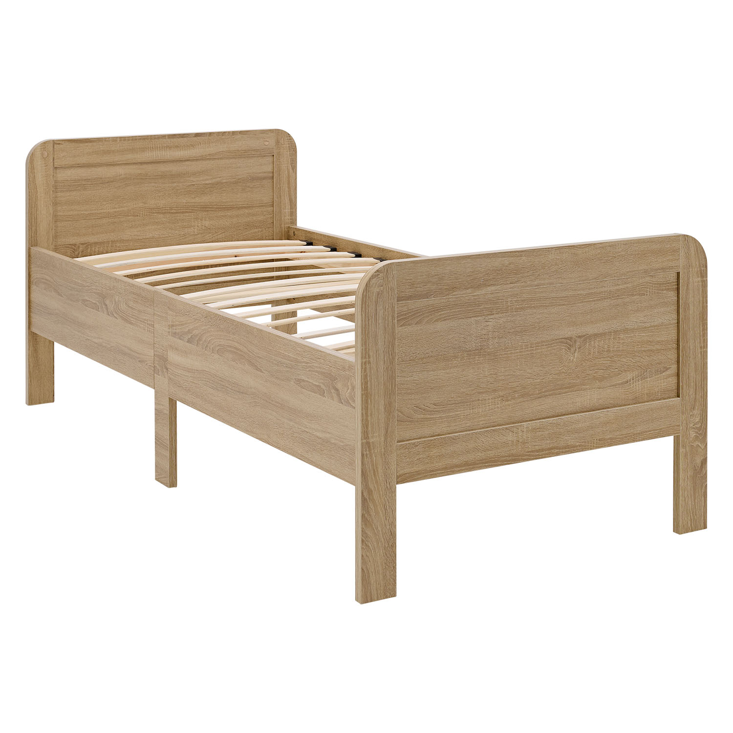 Comfort Bed 100x200 cm Natural | Senior Bed Height Adjustable with Slatted Frame | Single Bed | Wood