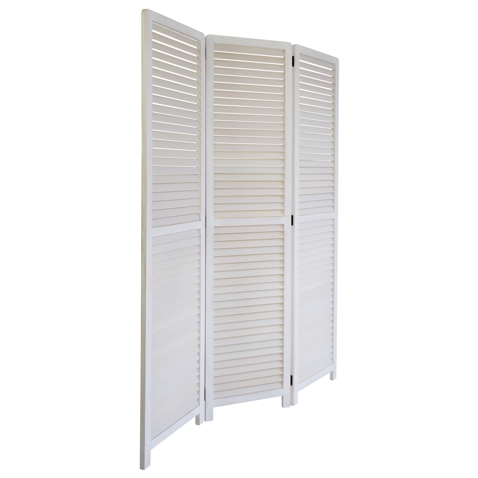 Paravent White Wooden Slats | 3-panel | Wood | Room Divider Partition Privacy Screen