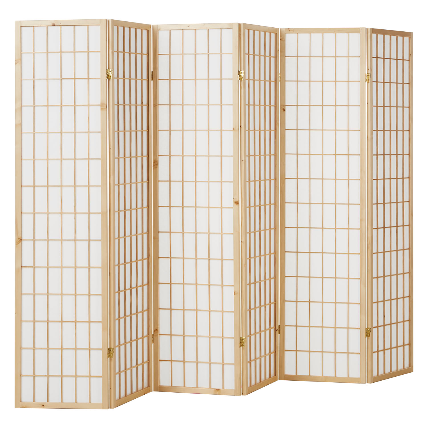 Paravent Natural Shoji Rice Paper White | 6-panel | Wood | Room Divider Partition Privacy Screen