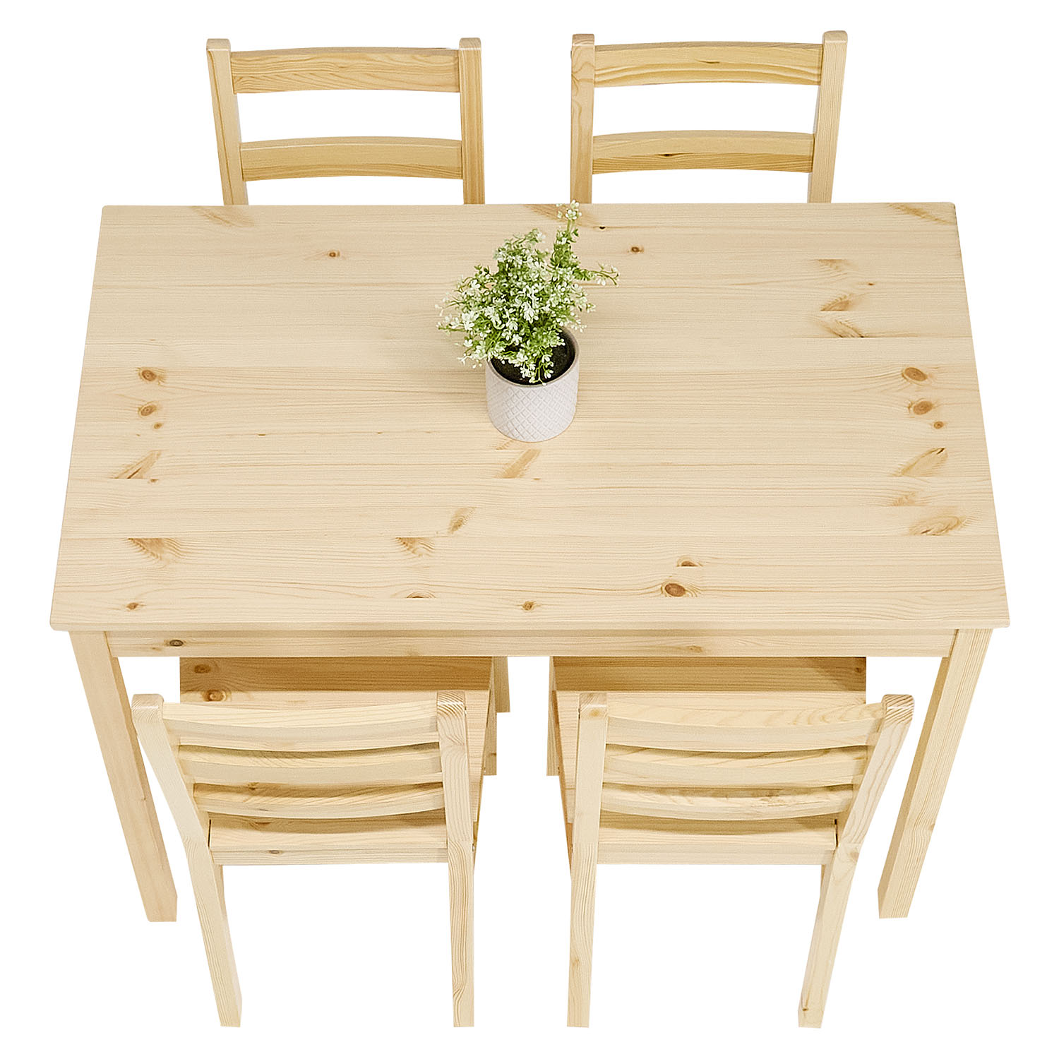 Dining set | 4-piece set chairs natural wood | country style | wooden dining table 108 x 65 cm Dining set | 4-piece set chairs natural wood | country style | wooden dining table 108 x 65 cm