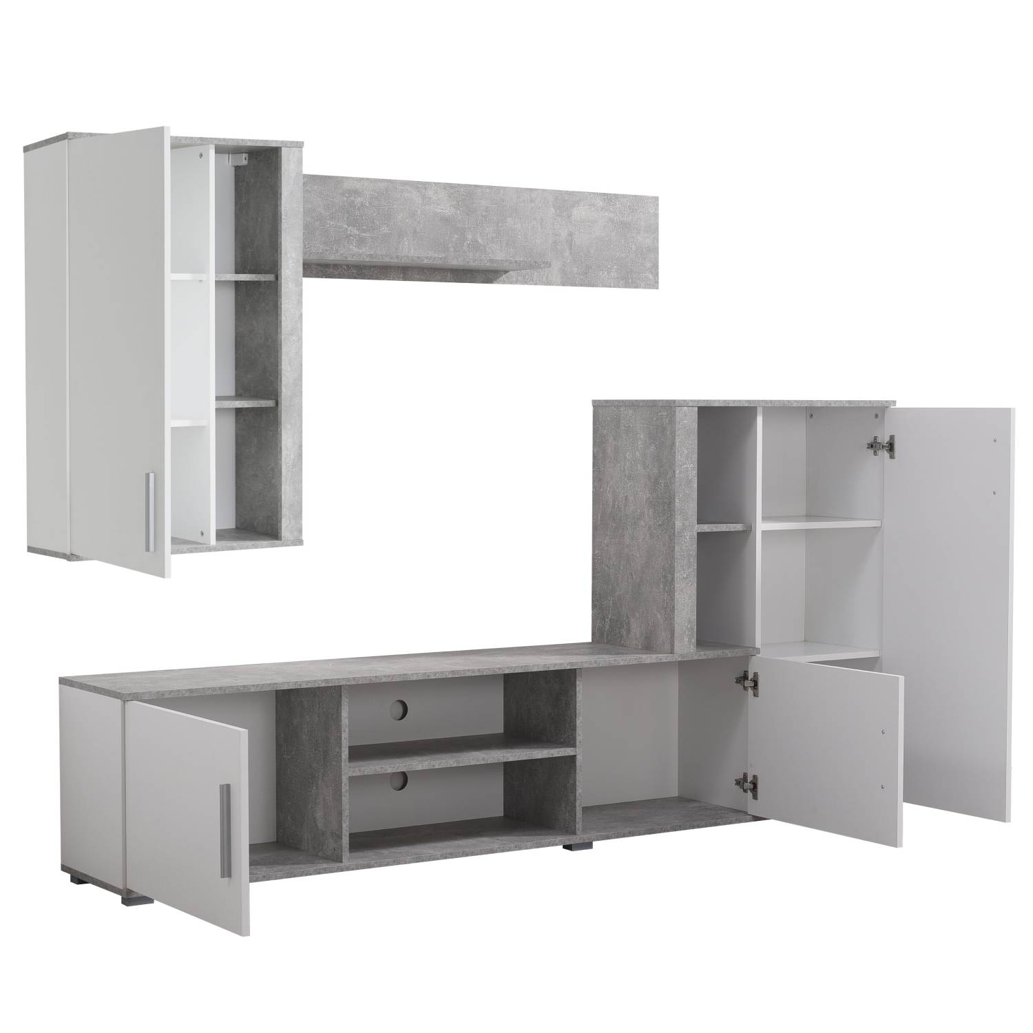 Modern Living Room Unit Cupboard Set Wall Unit TV Set with Storage Entertainment Center