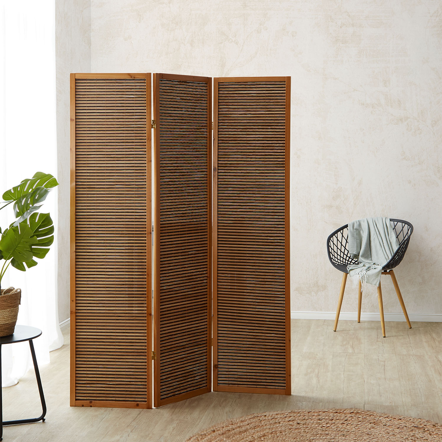 Paravent Room Divider 3 4 5 or 6 Parts Wood Bambou Privacy Screen Brown