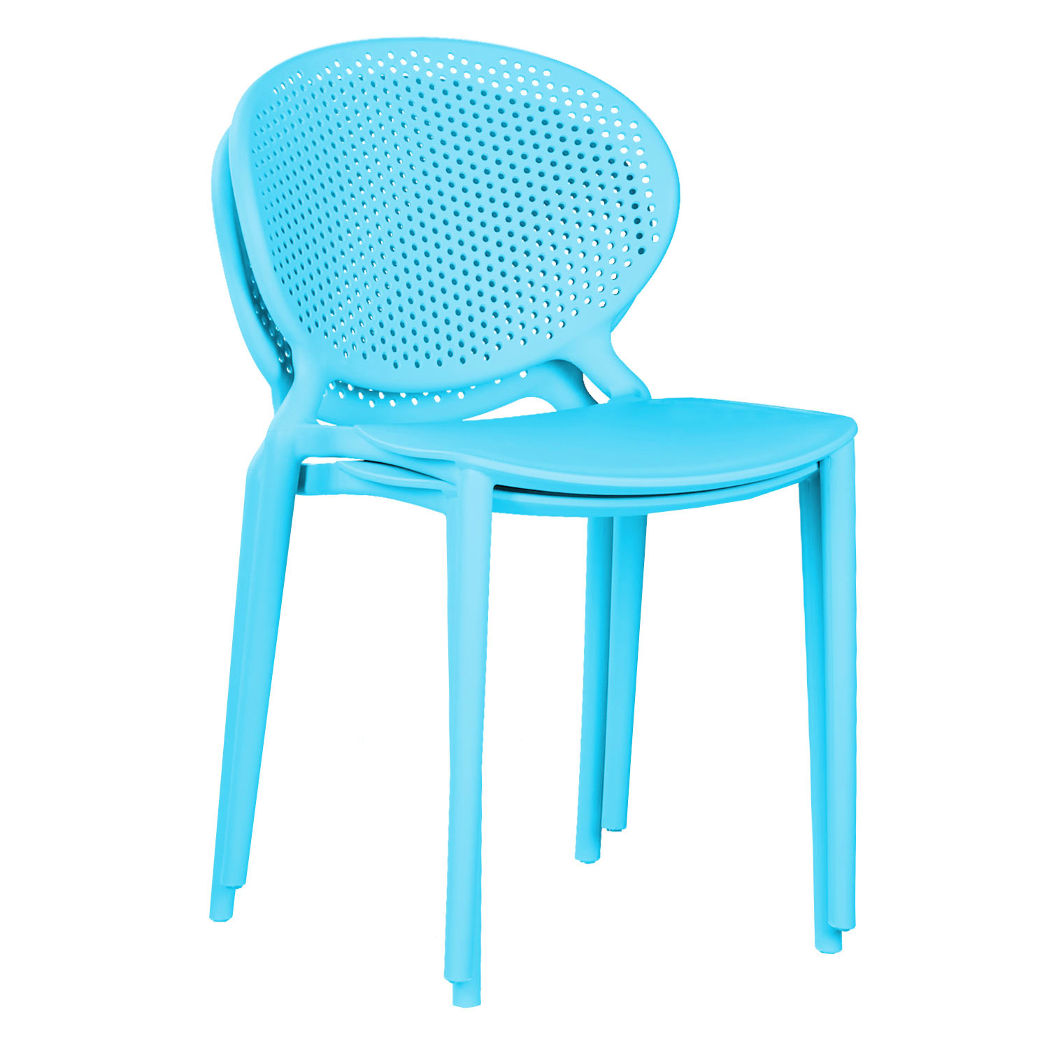 Modern Garden chair Set of 4 Blue Camping chairs Outdoor chairs Plastic Stacking chairs Kitchen chairs