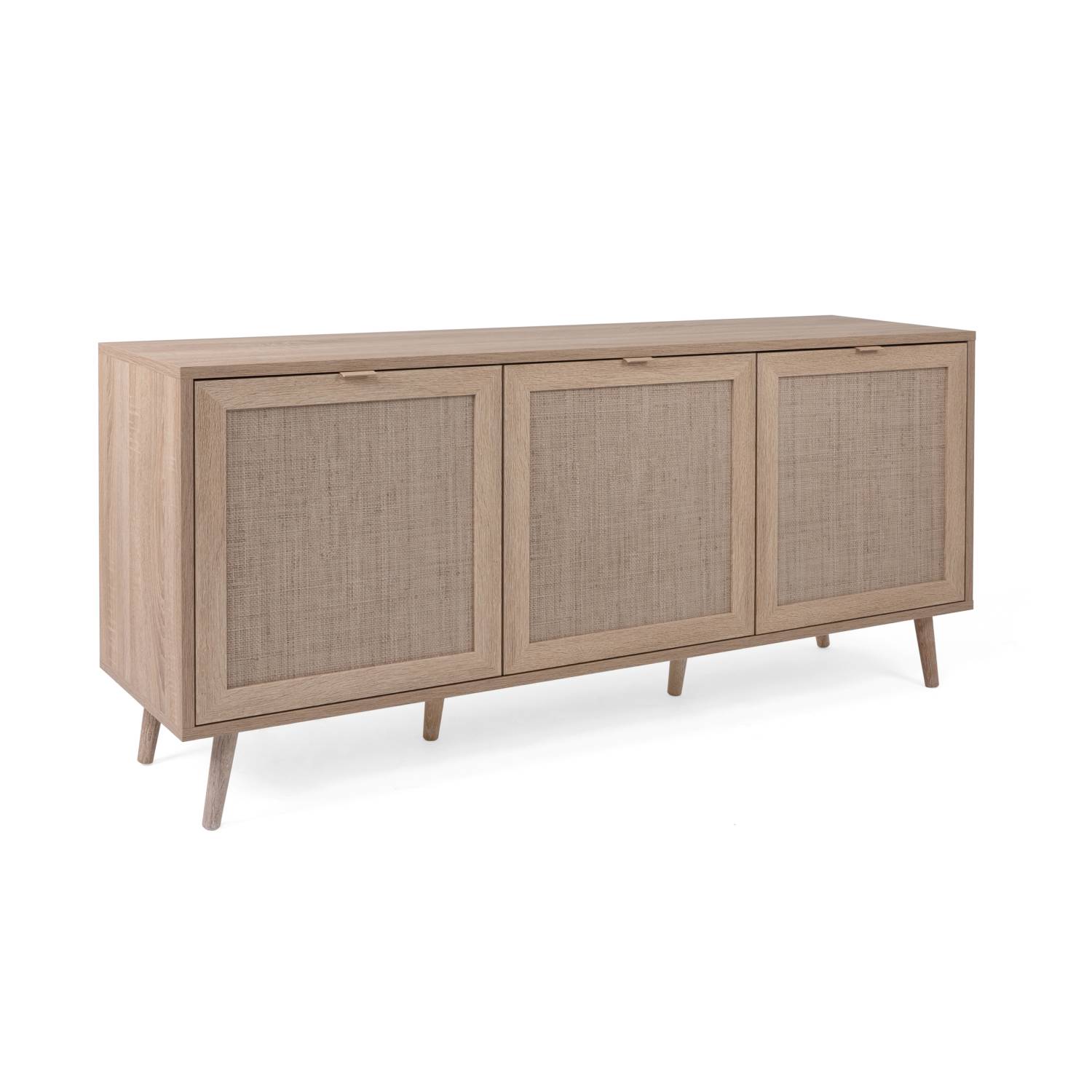 Sideboard Cabinet Cupboard Storage Solide Wood Rafia Brown