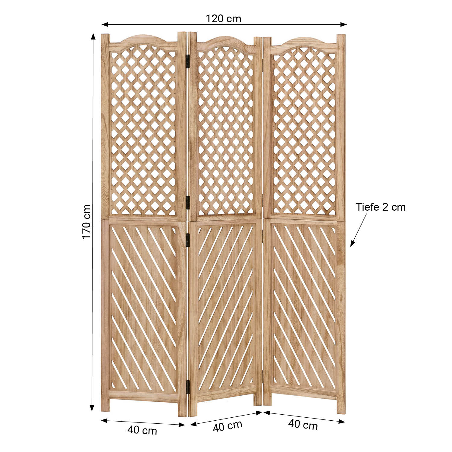 Paravent Natural Various Patterns | 3-panel | Wood | Room Divider Partition Privacy Screen