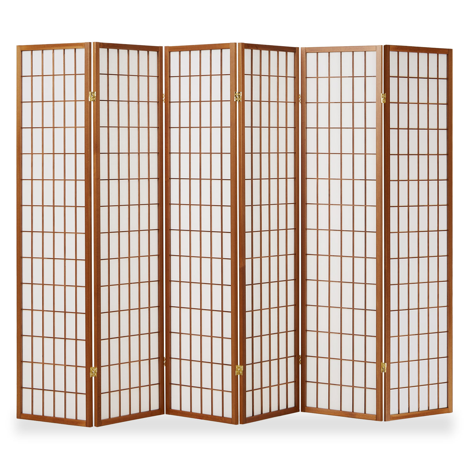Paravent Light Brown Shoji Rice Paper White | 6-panel | Wood | Room Divider Partition Privacy Screen
