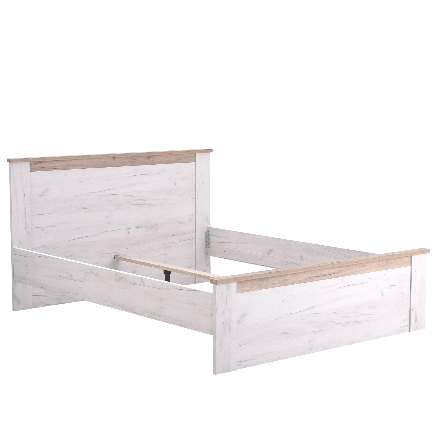 Wooden Double Queen Size Bed Frame 160x200 cm with Slats Oak White Grey Vintage