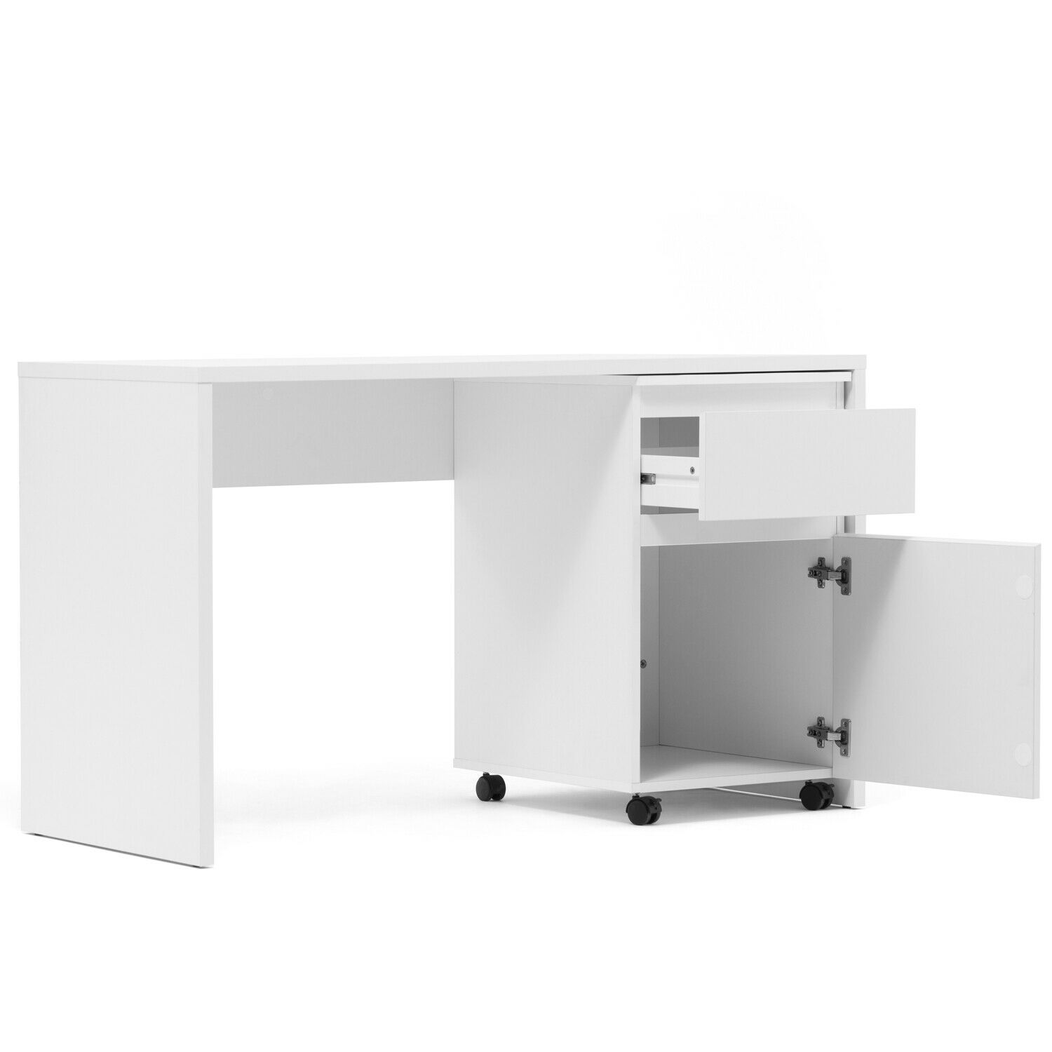 Desk White Mobile pedestal Office table Computer table