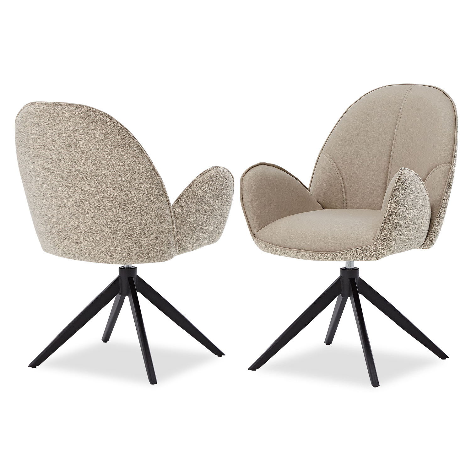 Dining Chair Set of 6 Modern Egg Chairs Bouclé Leather Beige Armchairs Dining Room Chairs Upholstered Chairs Eames Chairs