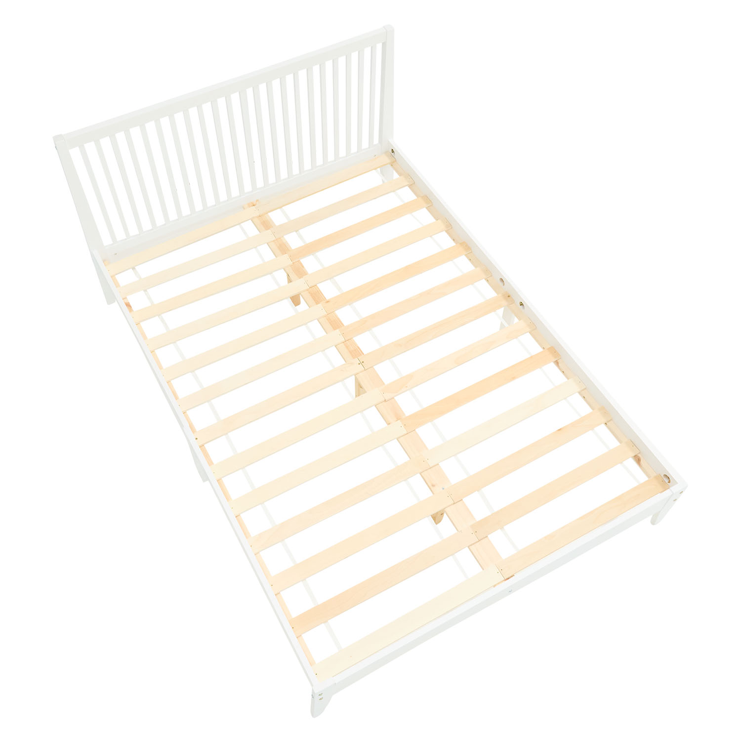 Wood Bed 140x200 cm White | Double Bed | with Slatted Frame | Scandinavian Style | Kids Youth Guest Bedroom