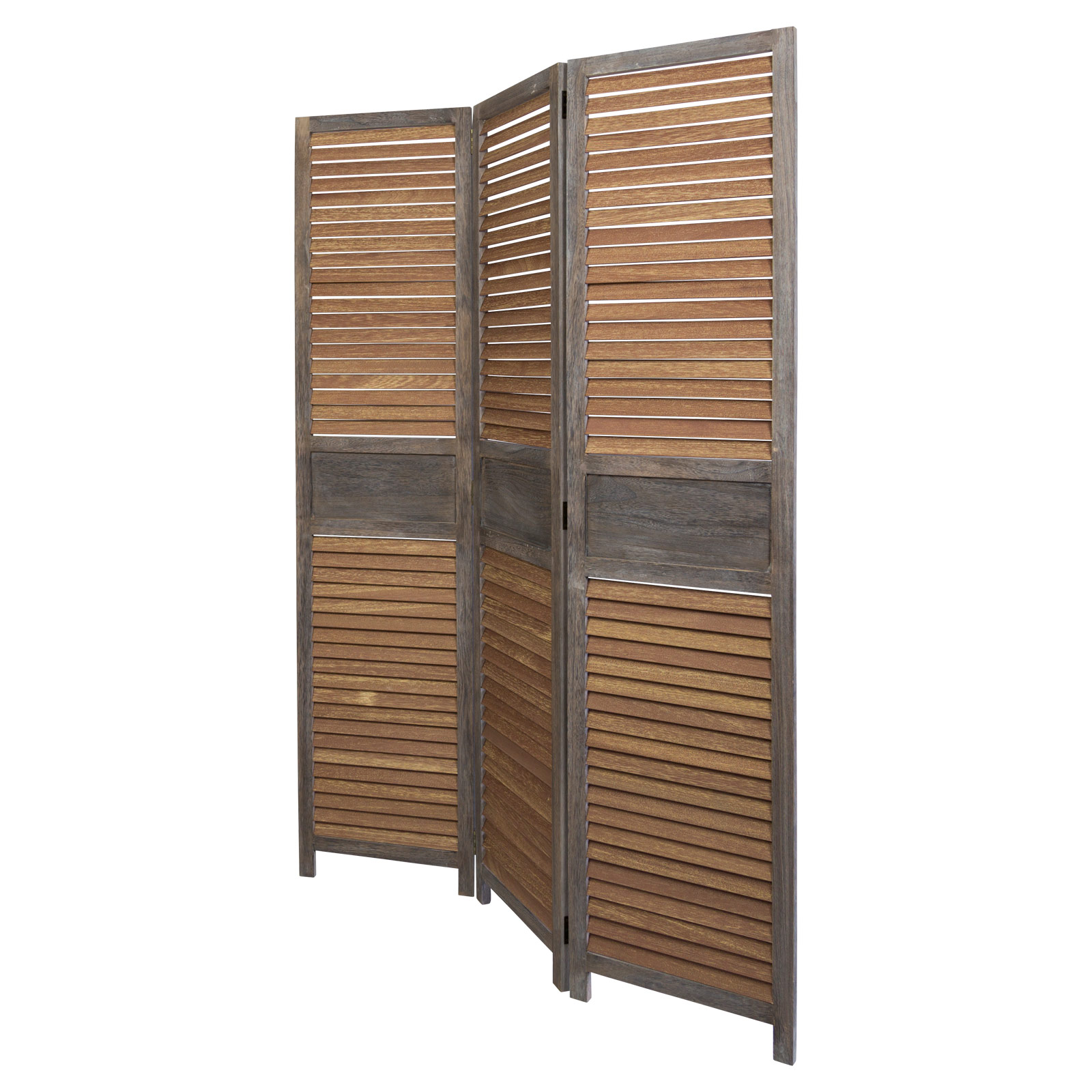 Paravent Brown Wooden Slats | 3-panel | Wood | Room Divider Partition Privacy Screen