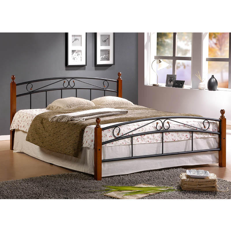 Metal bed 140 160 180 x 200 Bed frame with slatted frame Double Bed Wood Black Brown