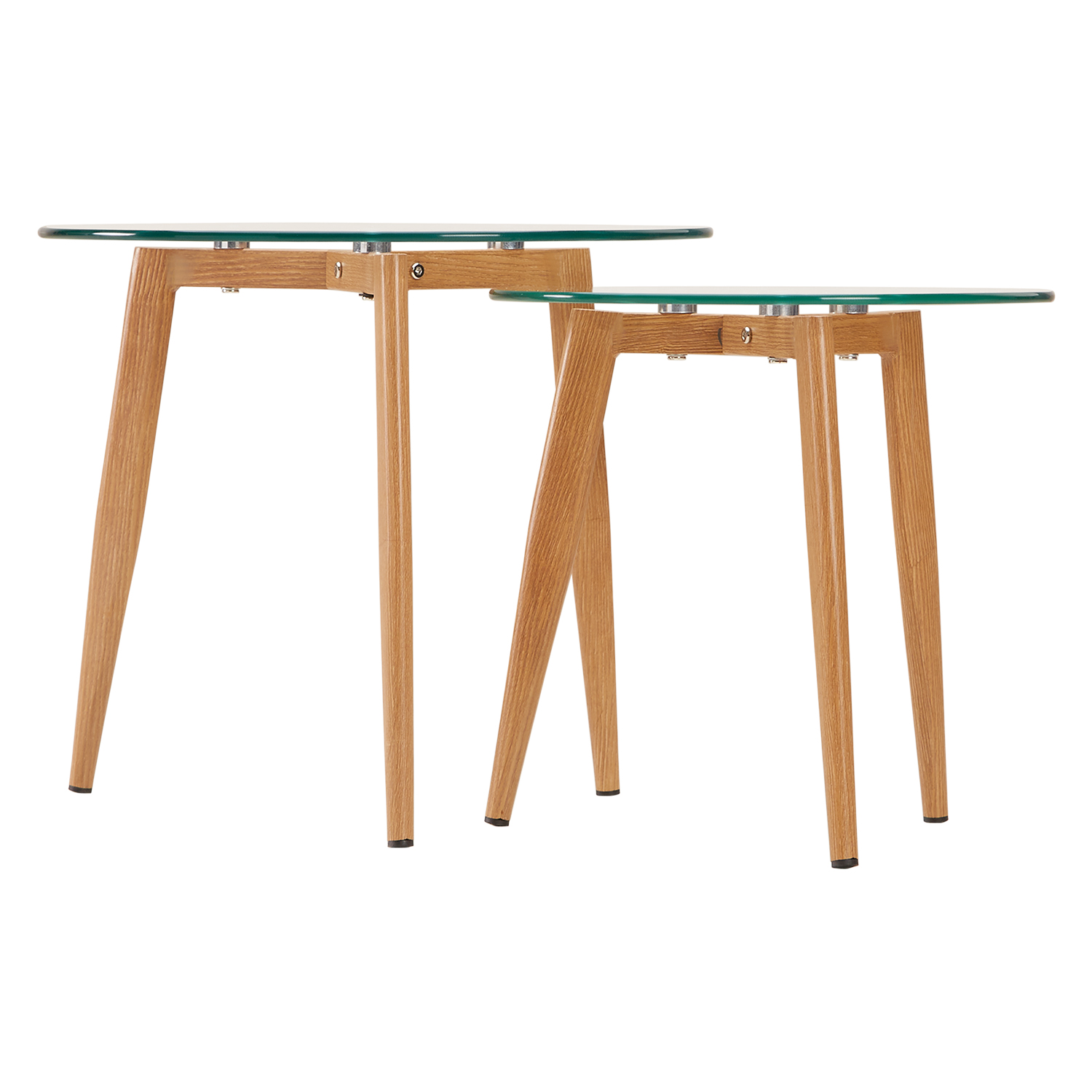 Round Coffee table Side table Set of 2 Living room tables Glass Cocktail table Small table