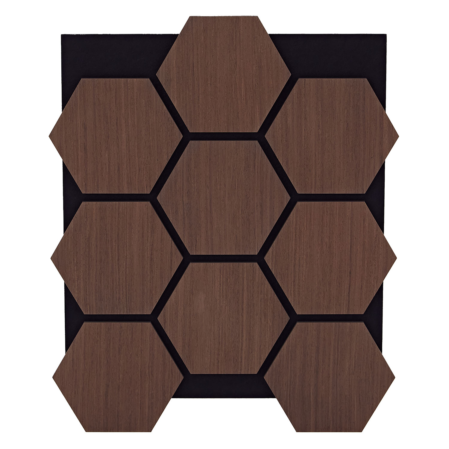 Acoustic Panels Wall Panels Hexagon Honeycomb 76 x 62 cm Brown Walnut | Wood | 4-piece Set | 3D